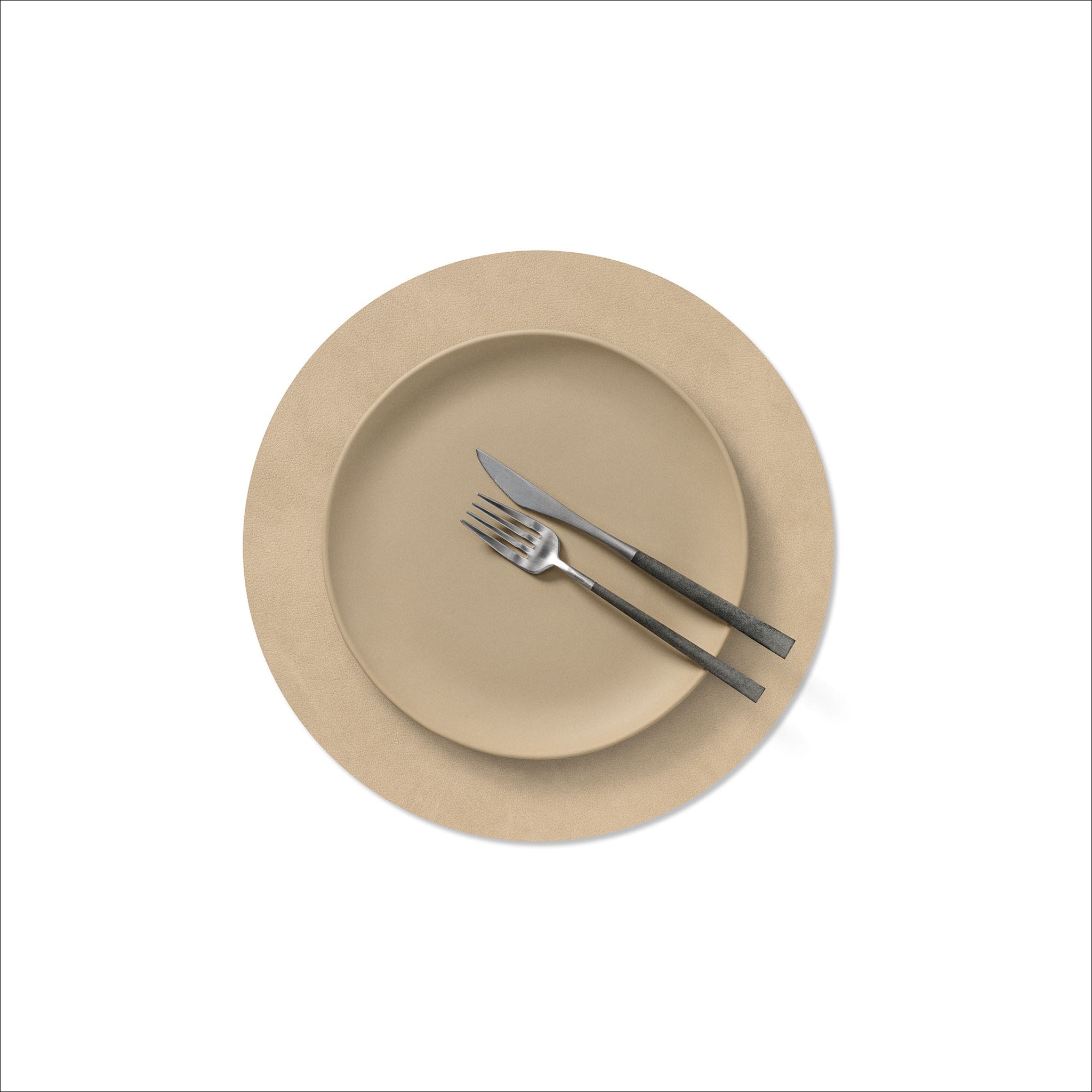 Premium LIND DNA Nupo Round Table Placemat - Sand Color Non-Slip Dining Mat for Kitchen, Restaurant & Outdoor Picnic Use