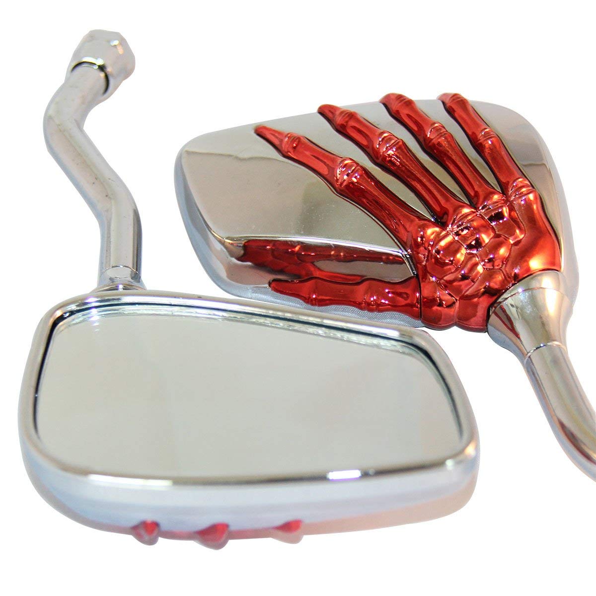 Red Skull Hand Rear View Mirrors for 2010 Honda Stateline 1300 VT1300CRA ABS - Custom Motorcycle Accessories for Cruiser Bikes & Safety Upgrades