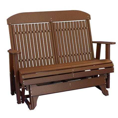 LuxCraft Classic Highback 4ft Recycled Plastic Patio Glider Bench - Outdoor Garden Furniture for Porch, Deck & Backyard Relaxation