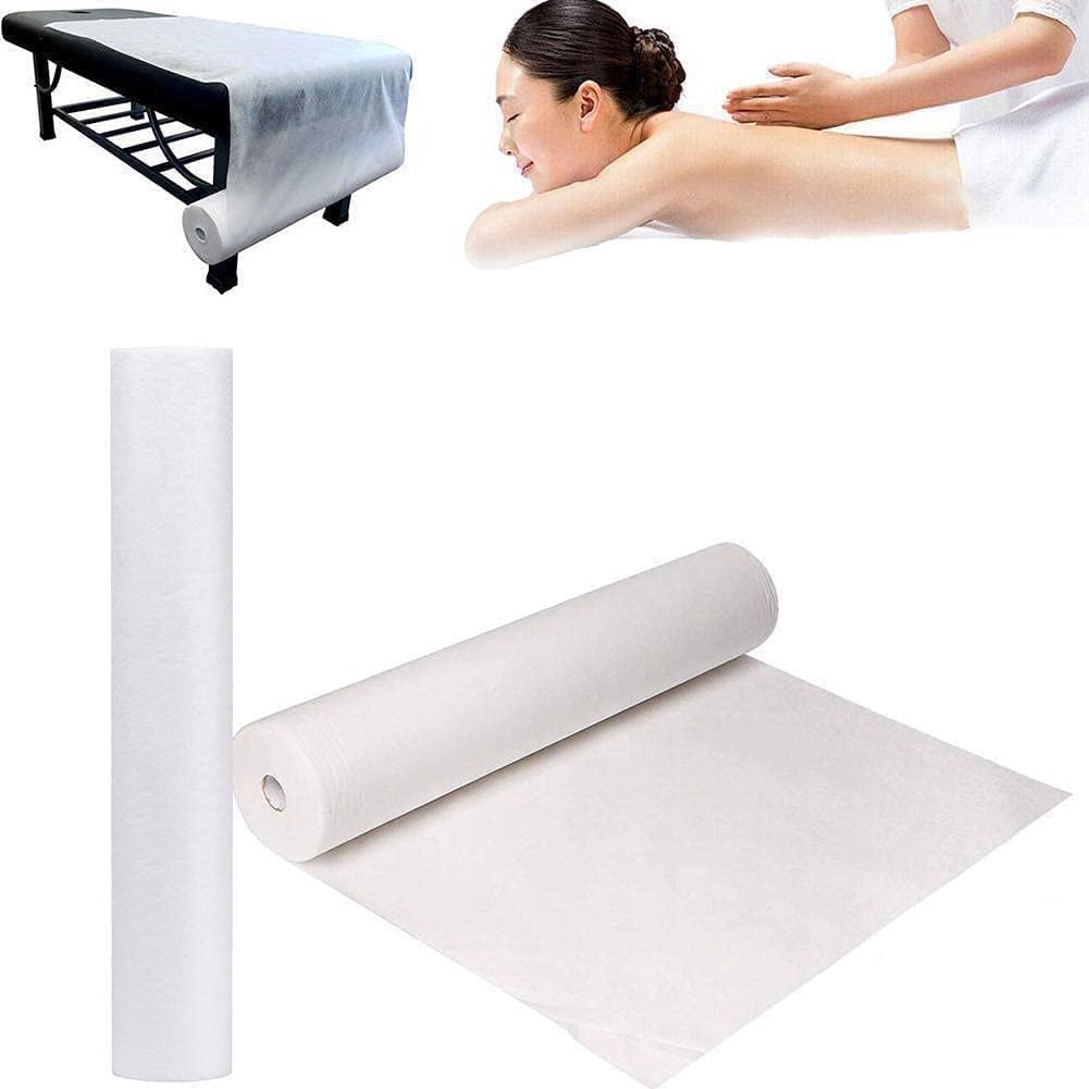 NAUXIU 50Pcs Disposable Non-Woven Bed Sheets - Waterproof & Hypoallergenic for Massage Tables, Beauty Salons, Tattoo Parlors & Home Use - Soft White Fabric Supplies for Hygiene & Comfort