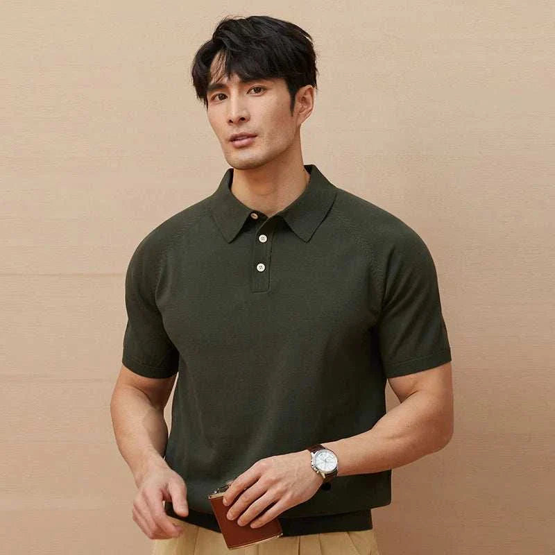 Premium Knitted Polo Shirt for Men - Soft Cotton Casual & Business Wear - Perfect for Office, Golf & Summer Outfits