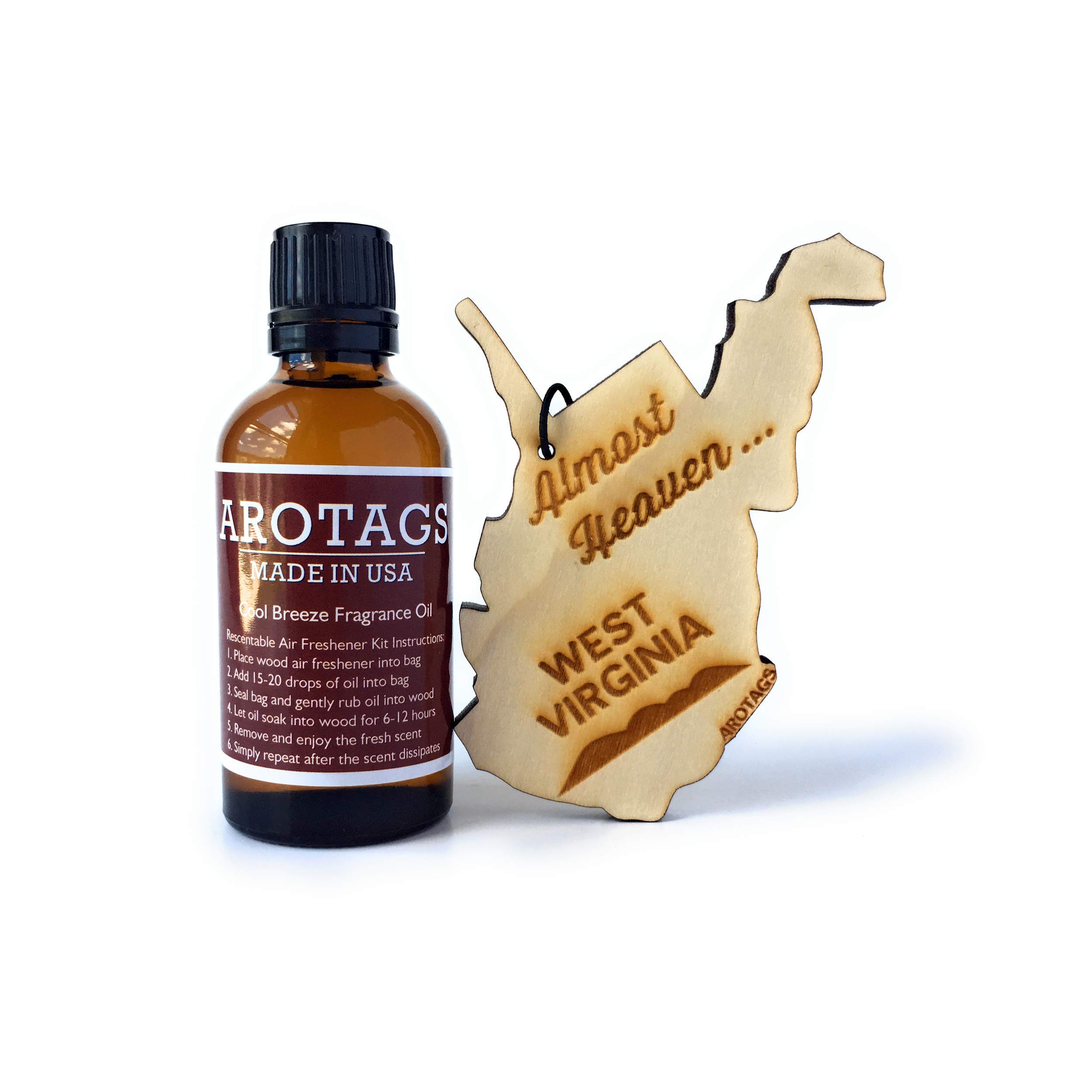 Long-Lasting West Virginia Wooden Car Air Freshener - 365+ Days Backwoods Birch Scent with Hanging Mirror Diffuser & Fragrance Oil - 100% American Made - Perfect for Cars, Trucks, SUVs & Home Décor