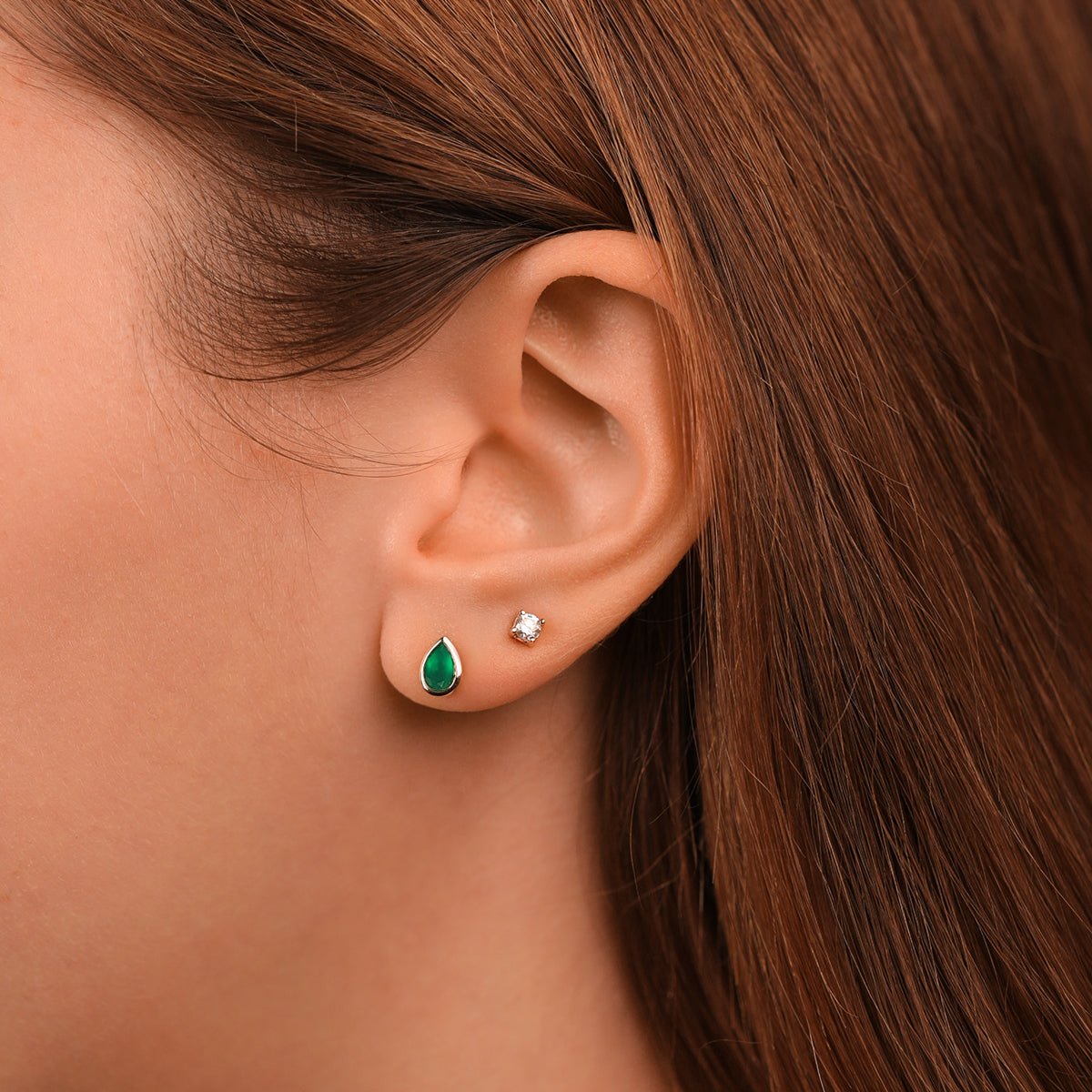 14K Yellow Gold Green Agate Teardrop Earrings - Bezel Set Dangle Earrings for Women, Elegant Jewelry Gift for Birthday, Anniversary & Special Occasions