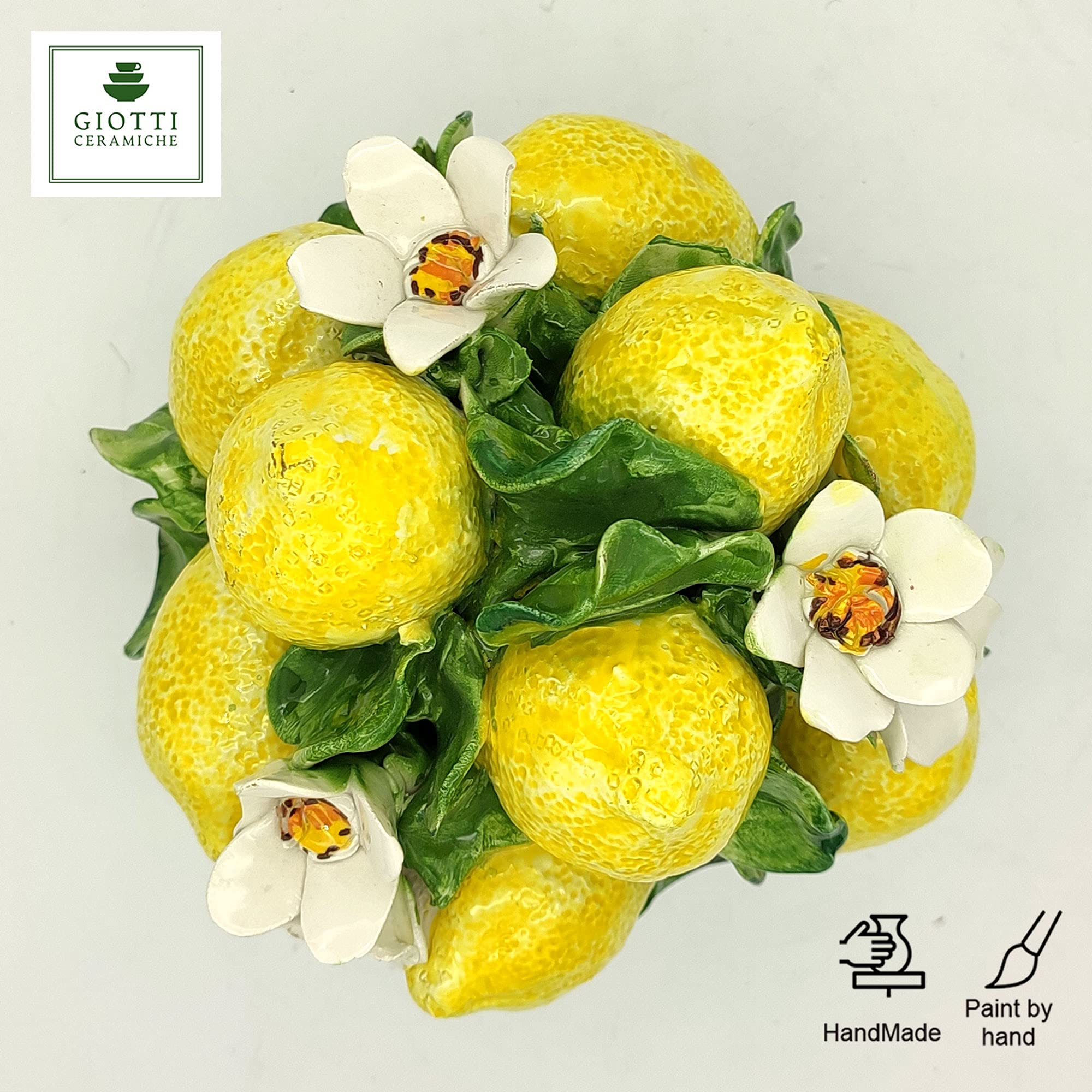 Handmade Italian Ceramic Lemon Centerpiece - 8 Inch Tall Table Decor for Dining Room & Kitchen - Authentic Italian Pottery Fruit Basket - Perfect for Farmhouse, Rustic & Mediterranean Home Decor