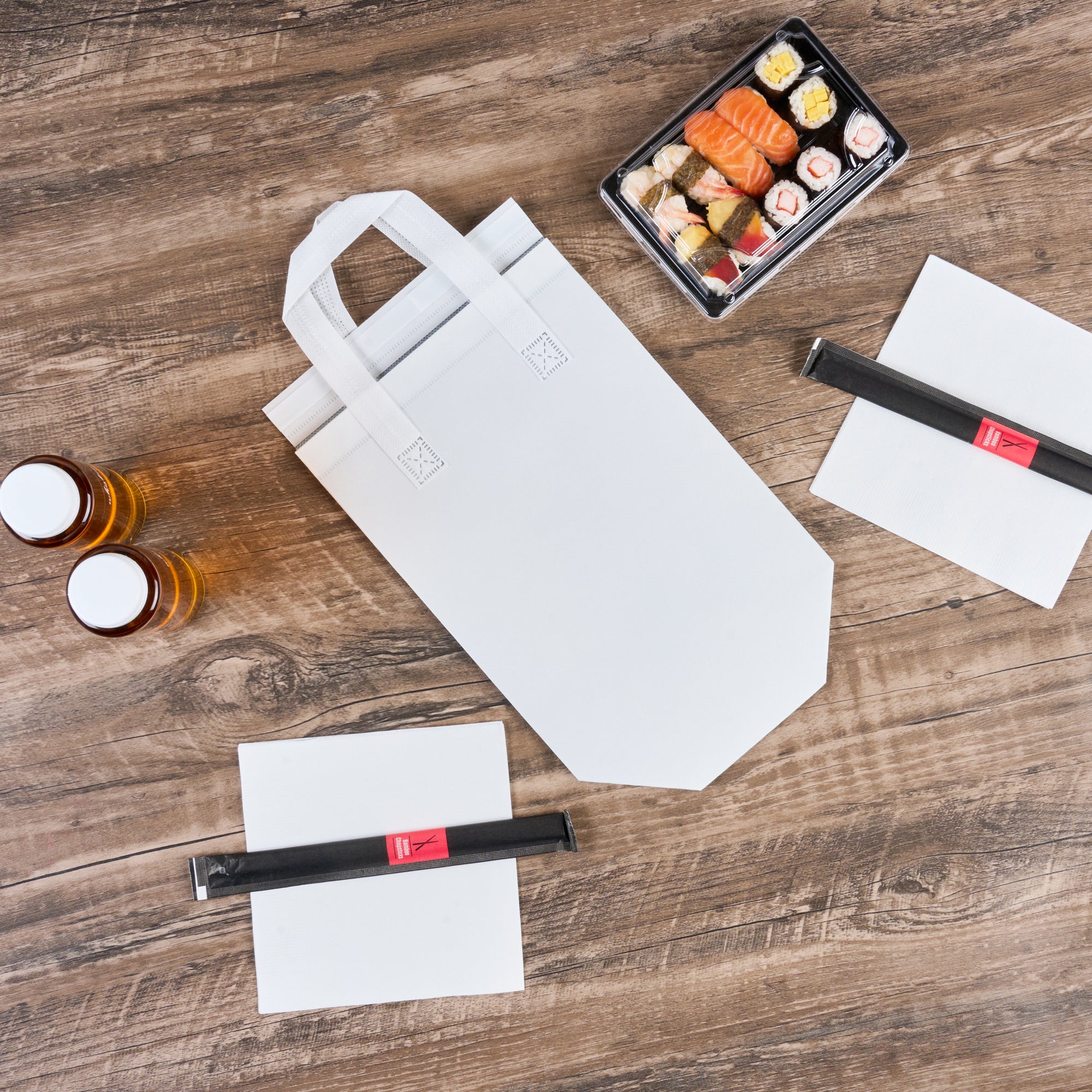 Premium White Insulated Takeout Food Bags - Tamper Evident, 8.25