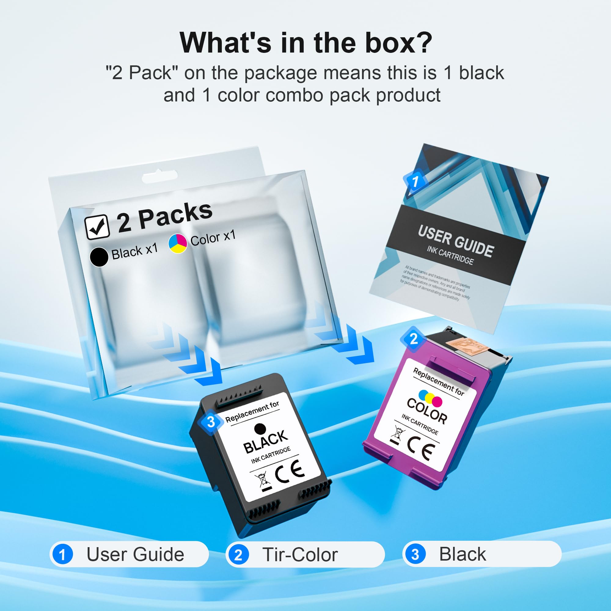 HP 64XL Ink Cartridge Replacement - 2 Pack Compatible with Envy Photo 7855/7858/6252/6255/7800/7100/7155/7158 & Tango Series Printers - High Yield Printing for Home Office & Photo Projects