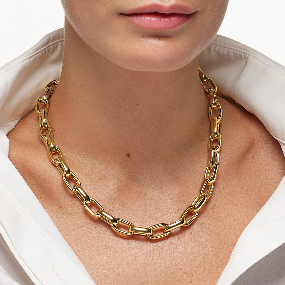 Elegant Gold Maxi Paperclip Chain Necklace for Women - Perfect for Office Wear, Date Nights & Layering Jewelry