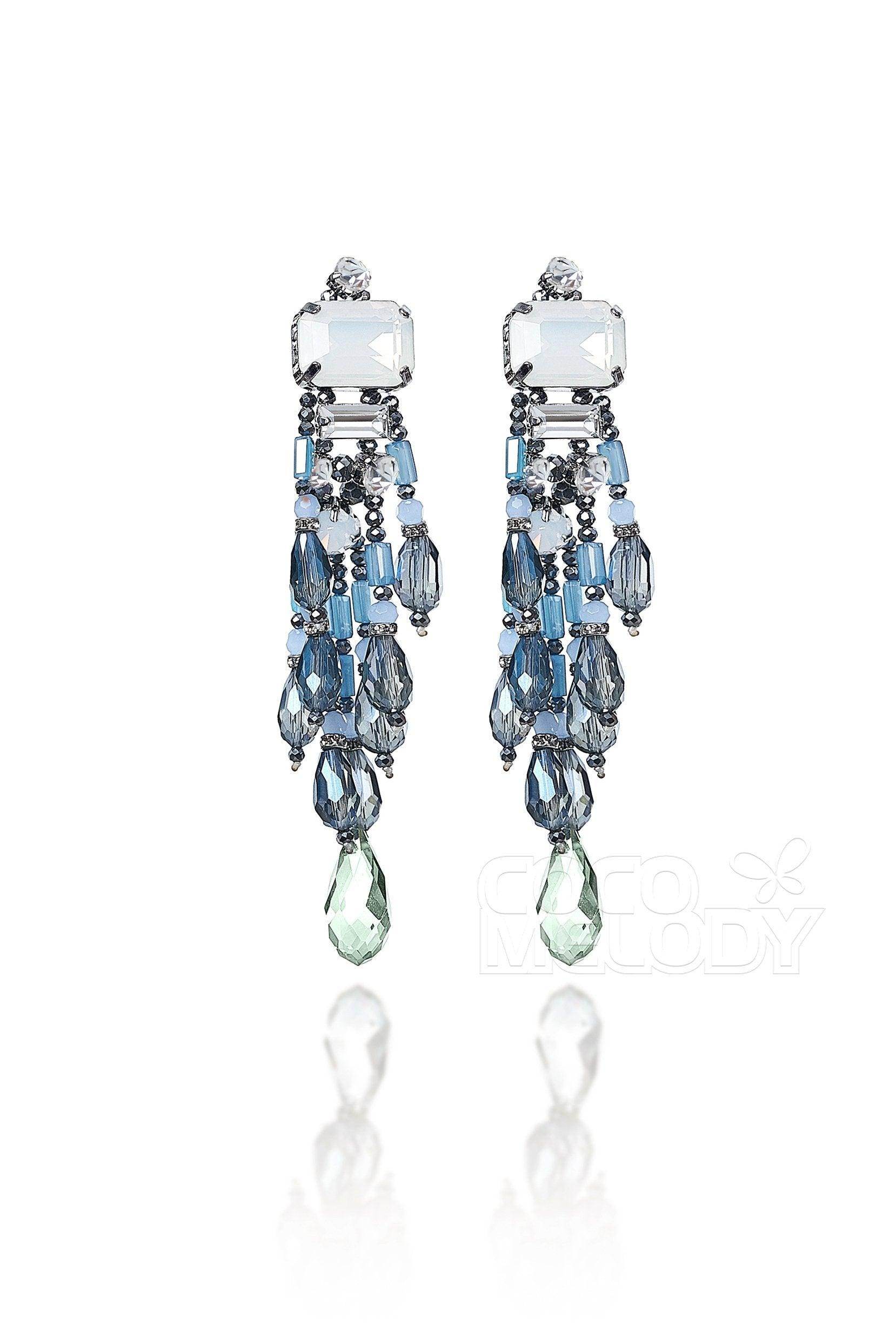 Elegant Zircon Wedding Earrings with Jewel Beading HG18018 - Perfect for Bridal Jewelry, Anniversary Gifts & Special Occasions