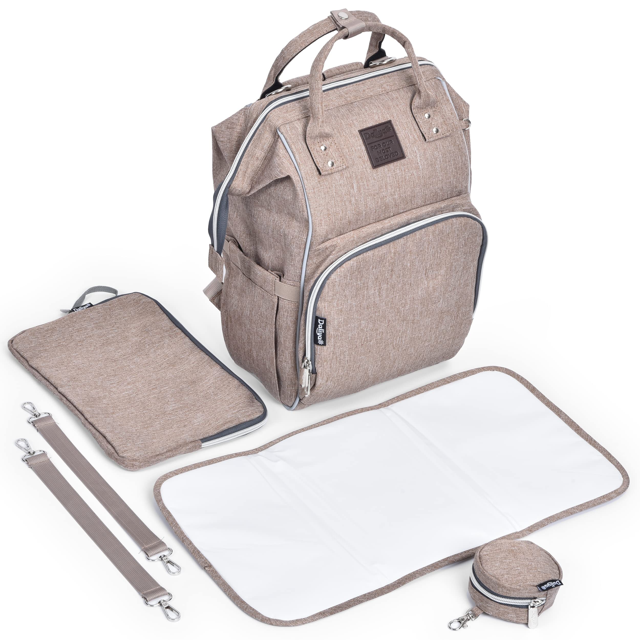 Daliya® PAKMI Diaper Backpack for Moms - Waterproof Baby Changing Bag with Insulated Bottle Pockets, Stroller Straps & Organizer - Large Capacity Travel Backpack for Parents (Beige) | Perfect for Daycare, Travel & On-the-Go Parenting