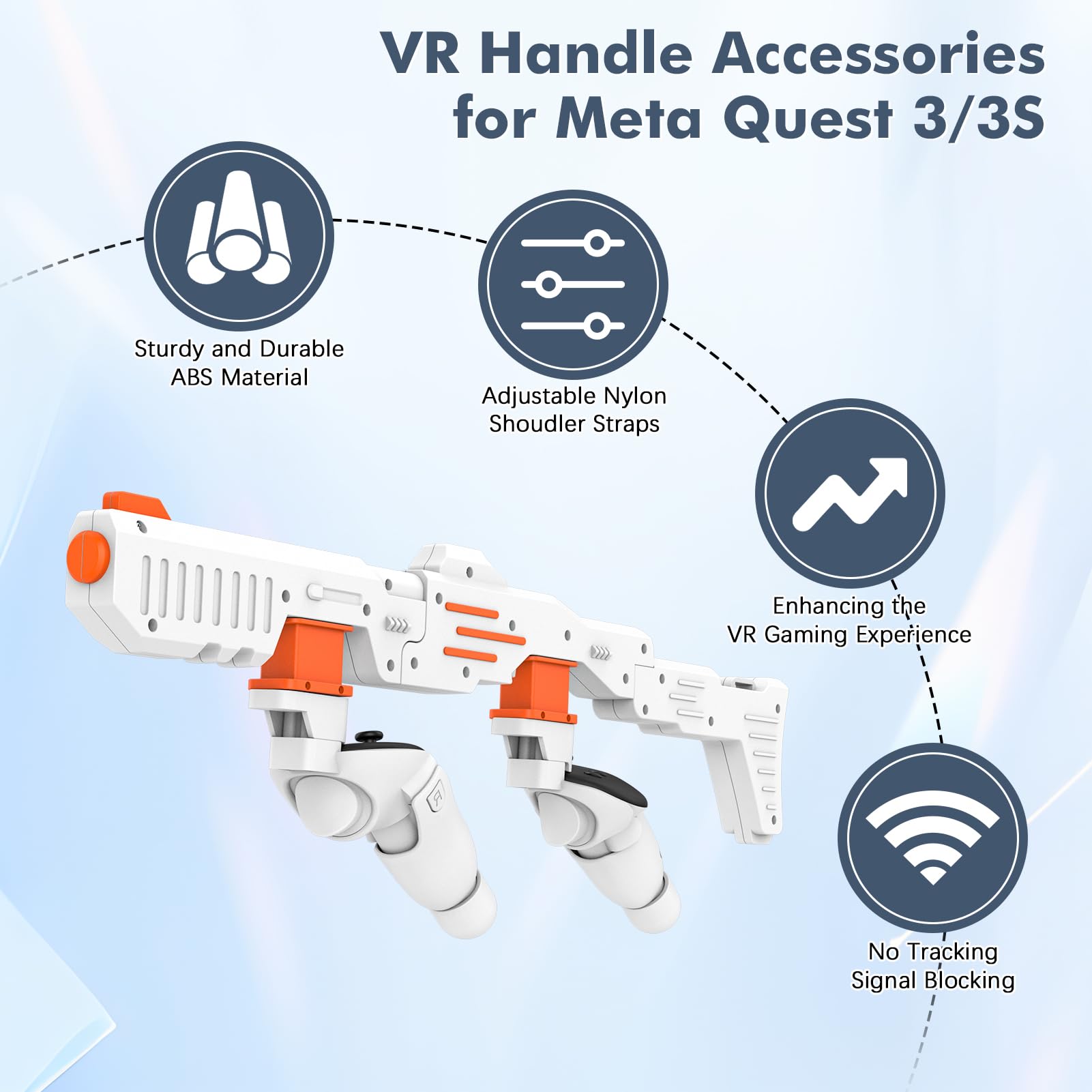 Weighted VR Gunstock Grip for Meta Quest 3S & Oculus 3 - Enhanced FPS Gaming Experience with Realistic Holding Feel | Perfect VR Accessory for Shooting Games | Great Birthday & Christmas Gift (Orange)