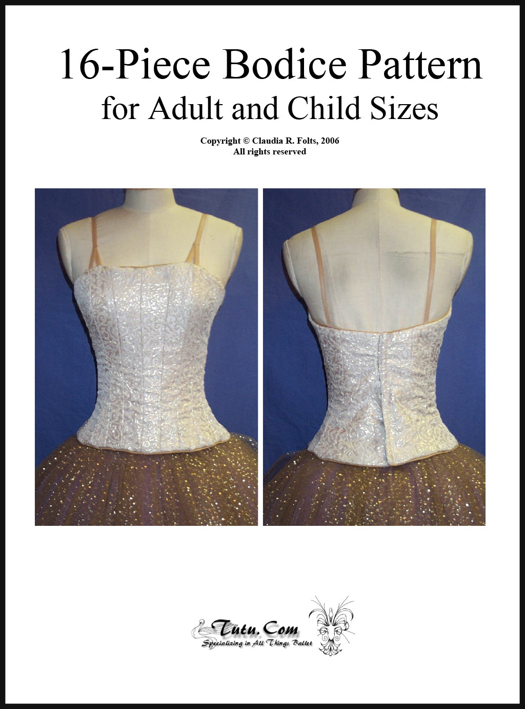 Claudia Folts 16-Piece Longline Bodice Pattern for Adults - Perfect for Sewing Dresses, Costumes & Formal Wear