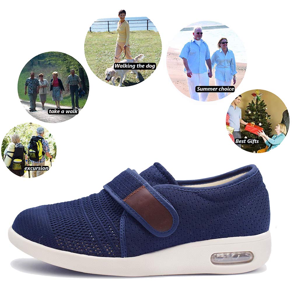 W&LESVAGO Men's Diabetic Shoes with Adjustable Closures - Lightweight Non-Slip Wide Width Walking Shoes for Elderly, Edema, Plantar Fasciitis & Arthritis - Comfortable Footwear for Swollen Feet Relief - Ideal for Daily Walking, Nursing & Medical Use
