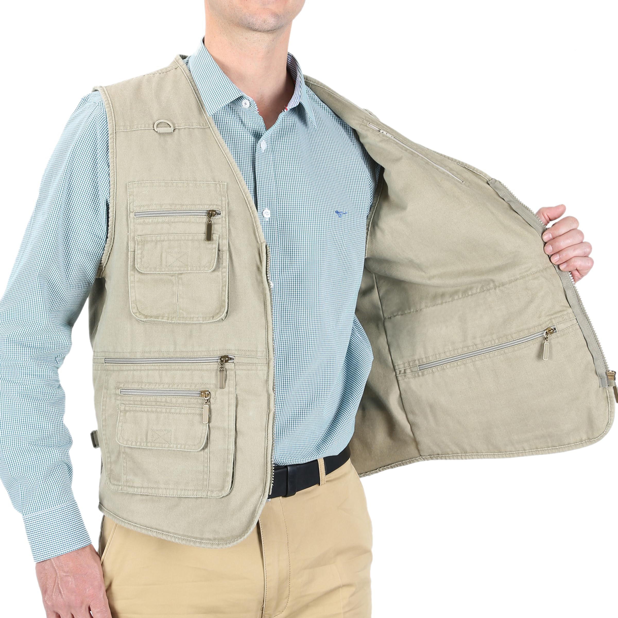 Men's Stone Washed Denim Fishing Vest with Multiple Pockets - Durable Workwear for Outdoor Activities, Hunting, and Casual Wear