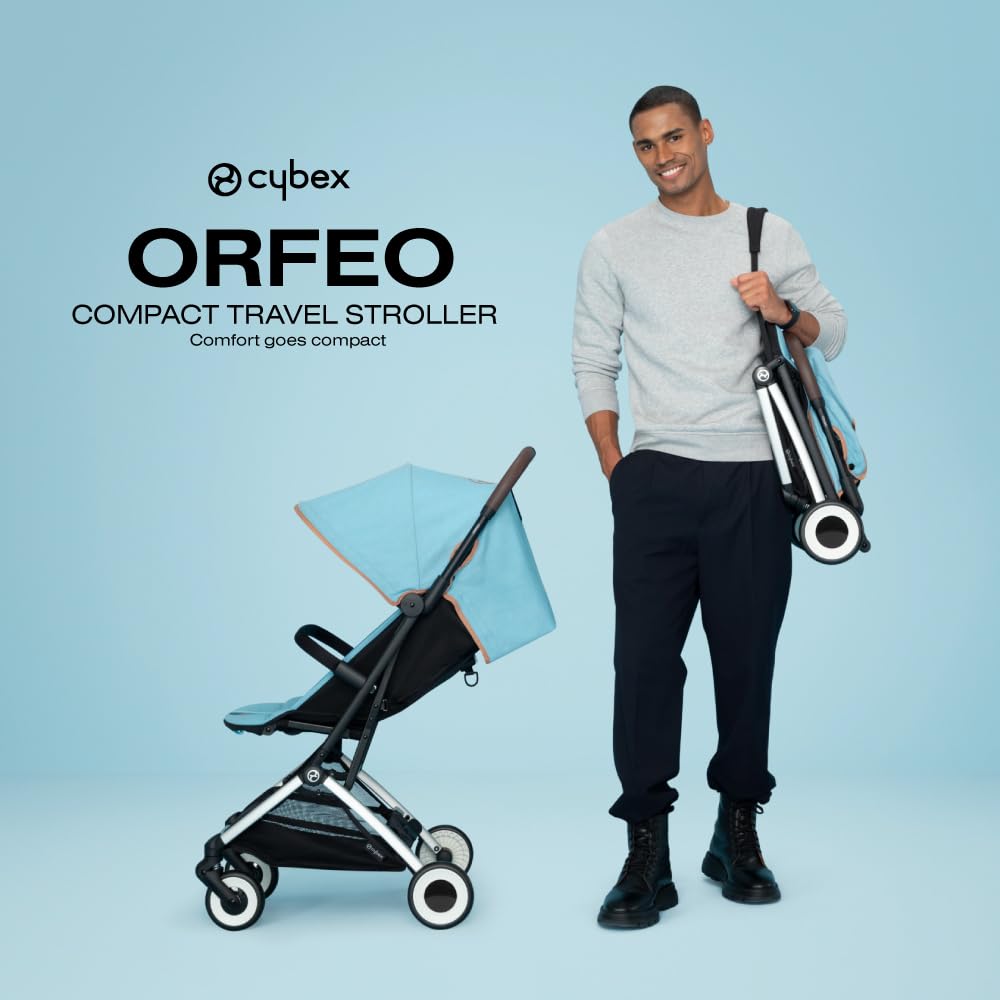 Cybex Orfeo Ultra-Lightweight Compact Travel Stroller for Baby - Beach Blue | Perfect for Air Travel, Beach Walks & City Outings