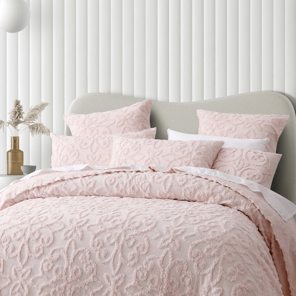 Ella Blush European Pillowcase - 100% Cotton Luxury Bedding for Home Decor | Perfect for Master Bedroom, Guest Room & Airbnb Styling
