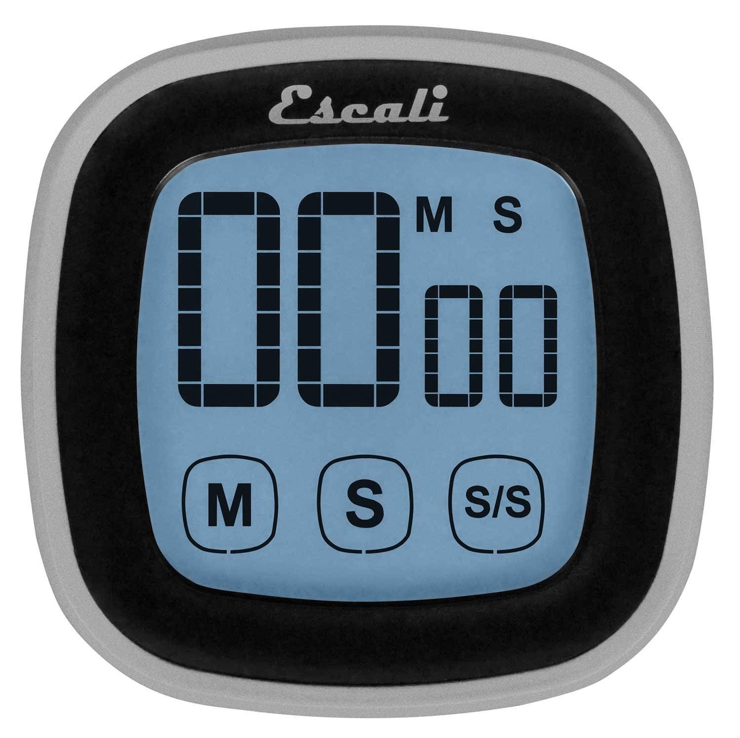 Escali Touch Screen LCD Digital Timer - Easy to Read Display with Touch Sensitive Controls & Battery Saving Feature - Perfect for Cooking, Baking, Lab Experiments & Classroom Use - Black