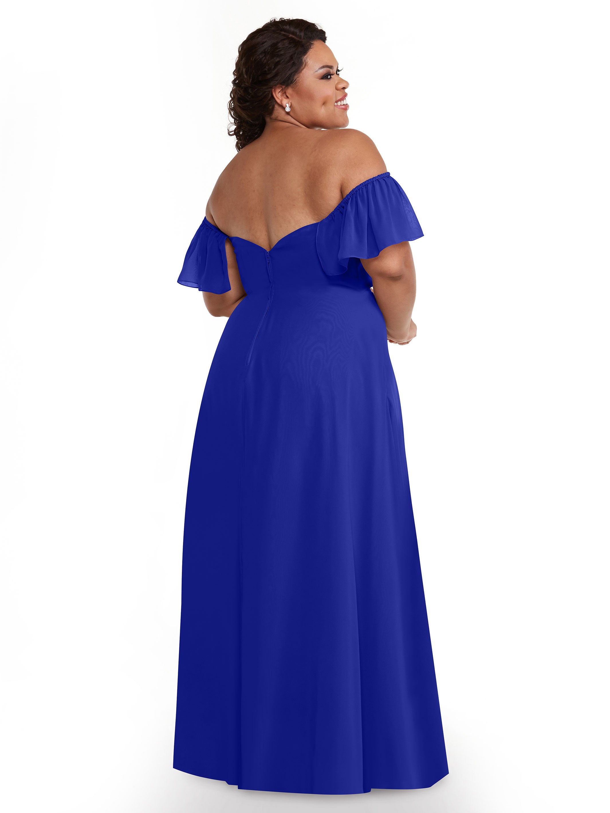 Elegant A-Line Off-The-Shoulder Chiffon Bridesmaid Dress with Pockets - Perfect for Weddings, Formal Events & Special Occasions