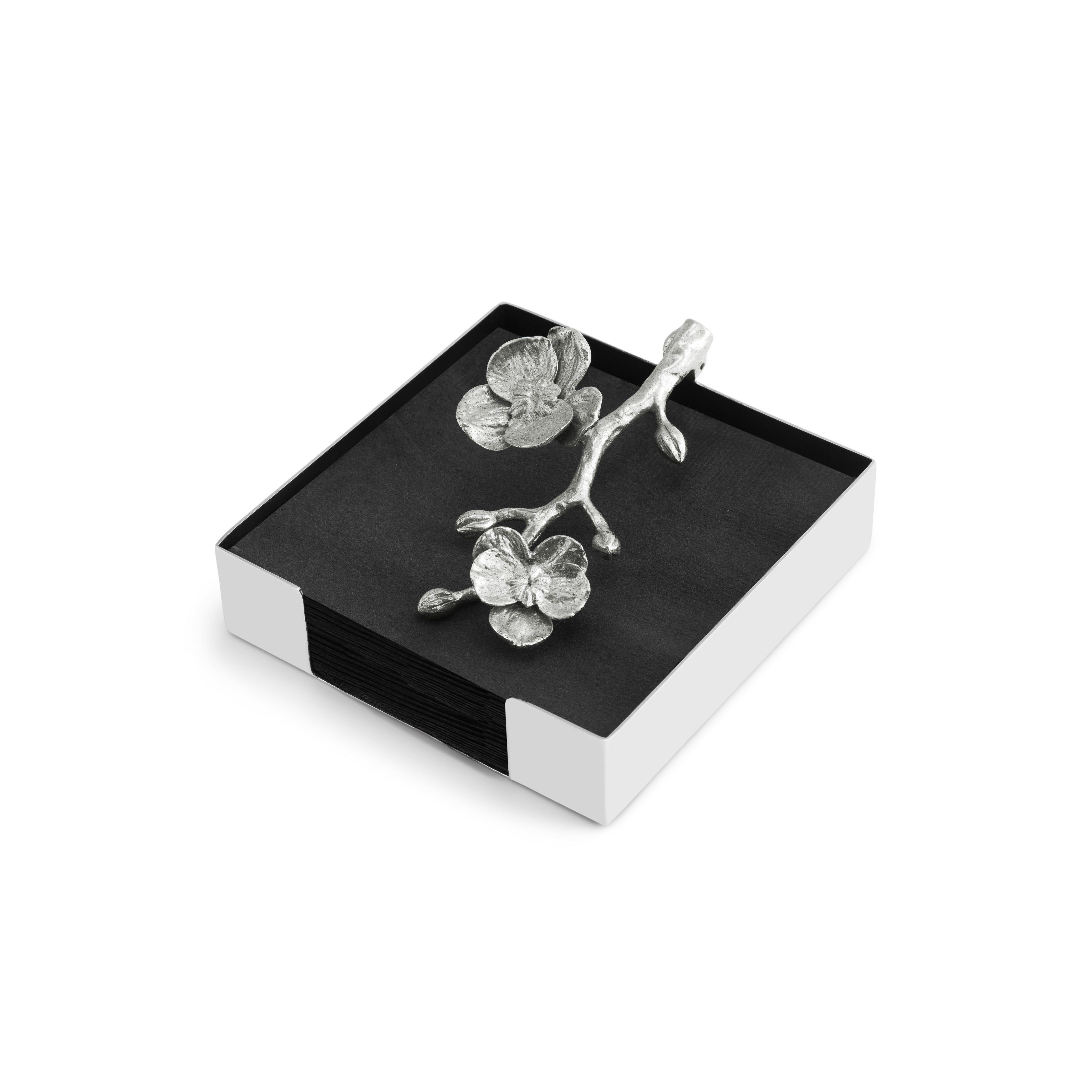 Elegant White Orchid Napkin Holder for Dining Table Decor - Perfect for Weddings, Parties & Home Decor
