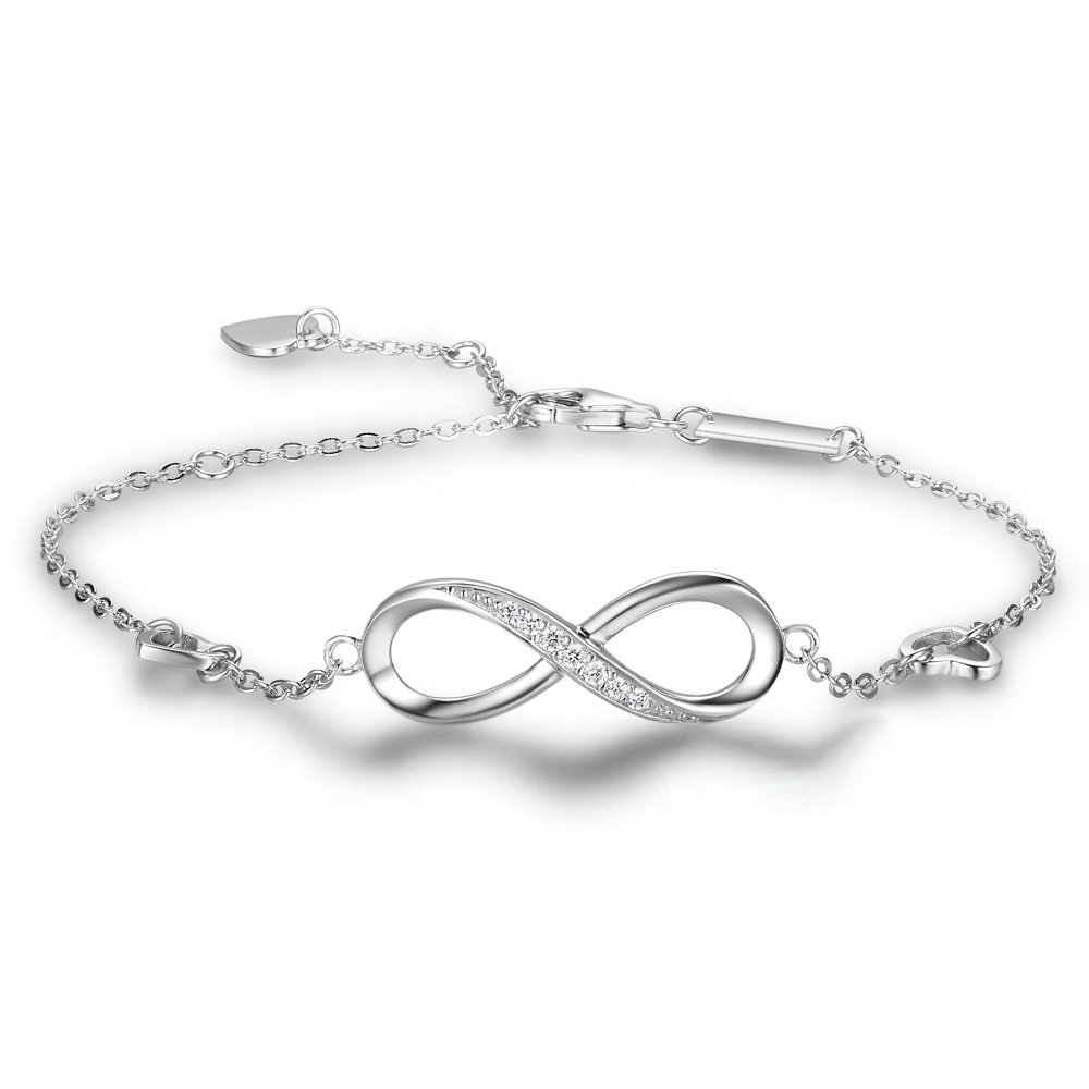 Evercreative Infinity Bracelets - 925 Sterling Silver Endless Love Symbol Charm Heart Adjustable Link Bracelet for Women & Girls | Perfect Gift for Anniversary, Valentine's Day & Everyday Wear