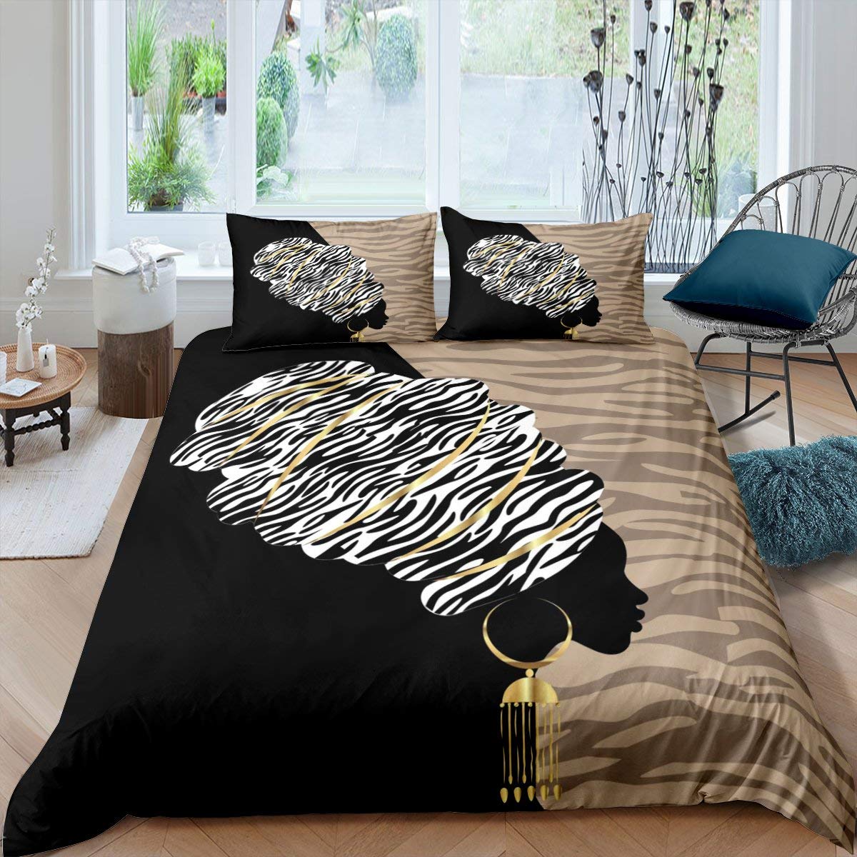 Feelyou African Print Bedding Set - Luxury Leopard & Cheetah Pattern Duvet Cover & Pillowcase (Twin Size, 2Pcs) - Black Brown Comforter Cover for Women's Bedroom Decor | Perfect for Boho Chic, Tribal Themed Rooms & African Inspired Home Decor