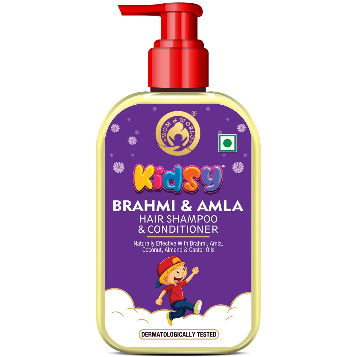 Kidsy Brahmi & Amla Hair Shampoo & Conditioner for Children - 240ml | Natural Ingredients with Brahmi, Amla, Coconut, Almond & Castor Oils | Sulfate-Free & Dermatologist Tested | Gentle Hair Care for Kids | Perfect for Daily Use & Sensitive Scalps