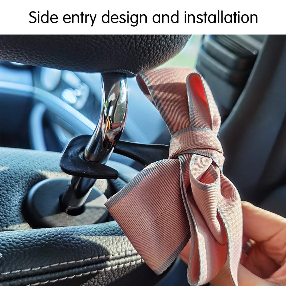 Car Seat Headrest Hooks 2 Pack - Back Seat Organizer Hanger for SUV & Car - Storage Hook for Handbags, Clothes, Coats & Grocery Bags (Black) - Perfect for Road Trips, Shopping & Daily Commute