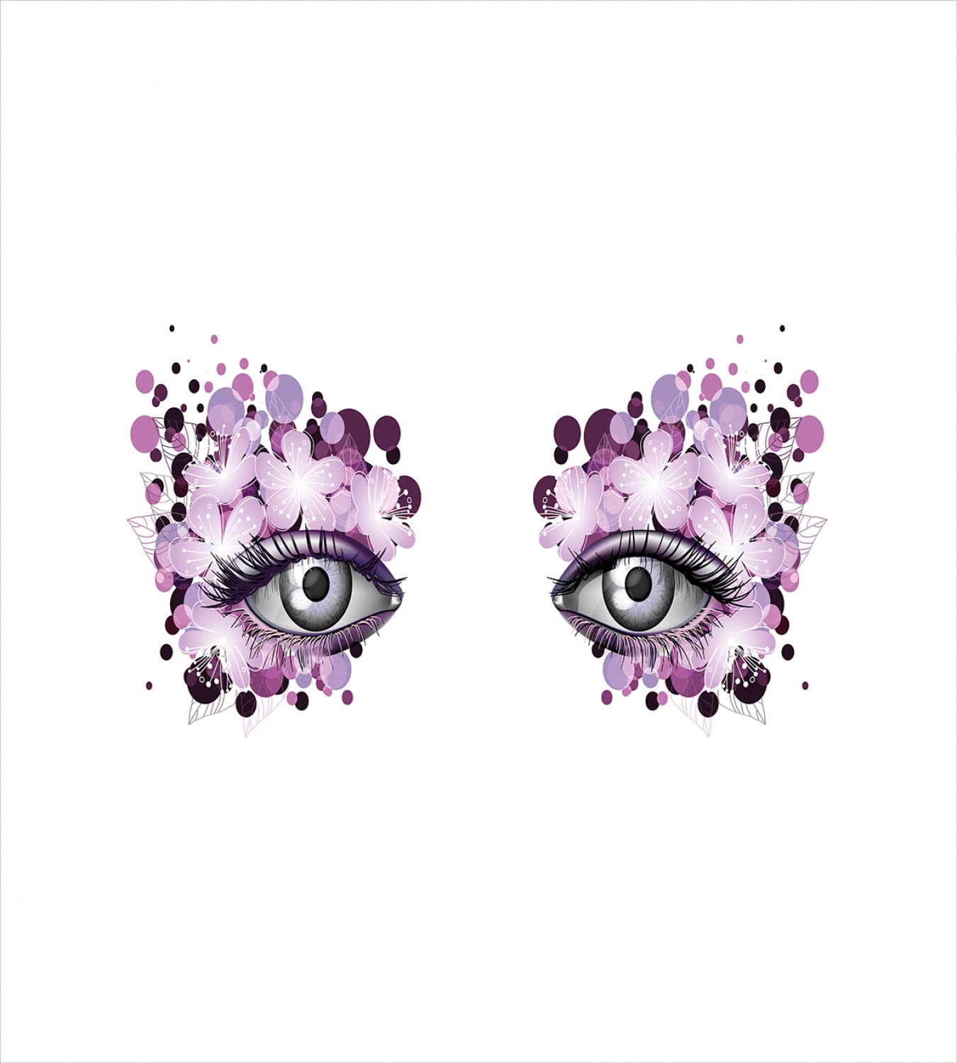 Ambesonne Eyelash Duvet Cover Set - Twin Size 2-Piece Bedding Set with Abstract Floral Makeup Design in Violet Lilac Grey | Soft & Breathable Duvet Cover + Pillowcases | Perfect for Teen Girls' Bedroom, Dorm Room Decor & Summer Home Refresh