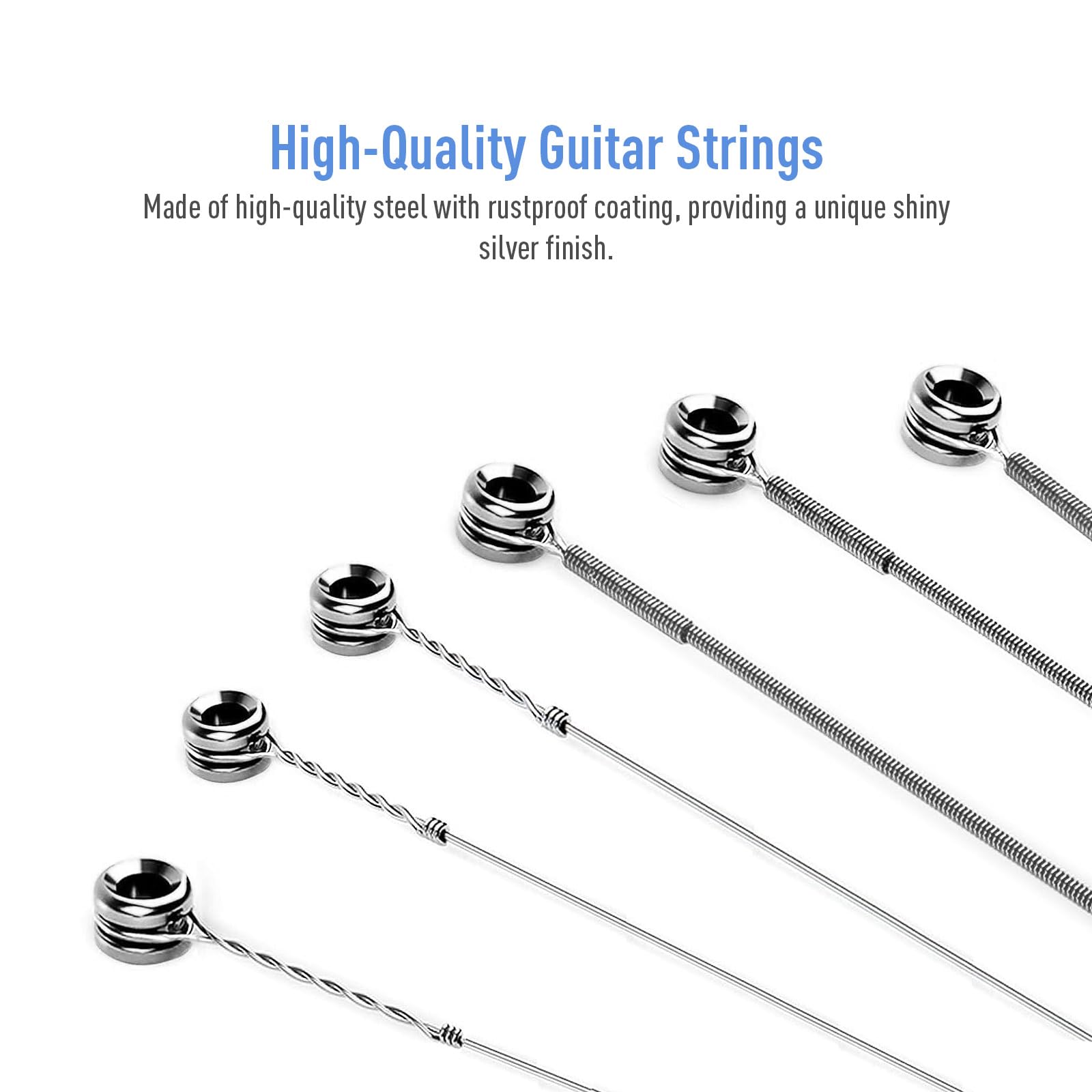 Best Electric Guitar Strings Set - 6 Steel Strings for Beginners & Performers | Durable & High-Quality Replacement Strings for Electric Guitars | Perfect for Live Performances & Studio Recording (1 Pack)