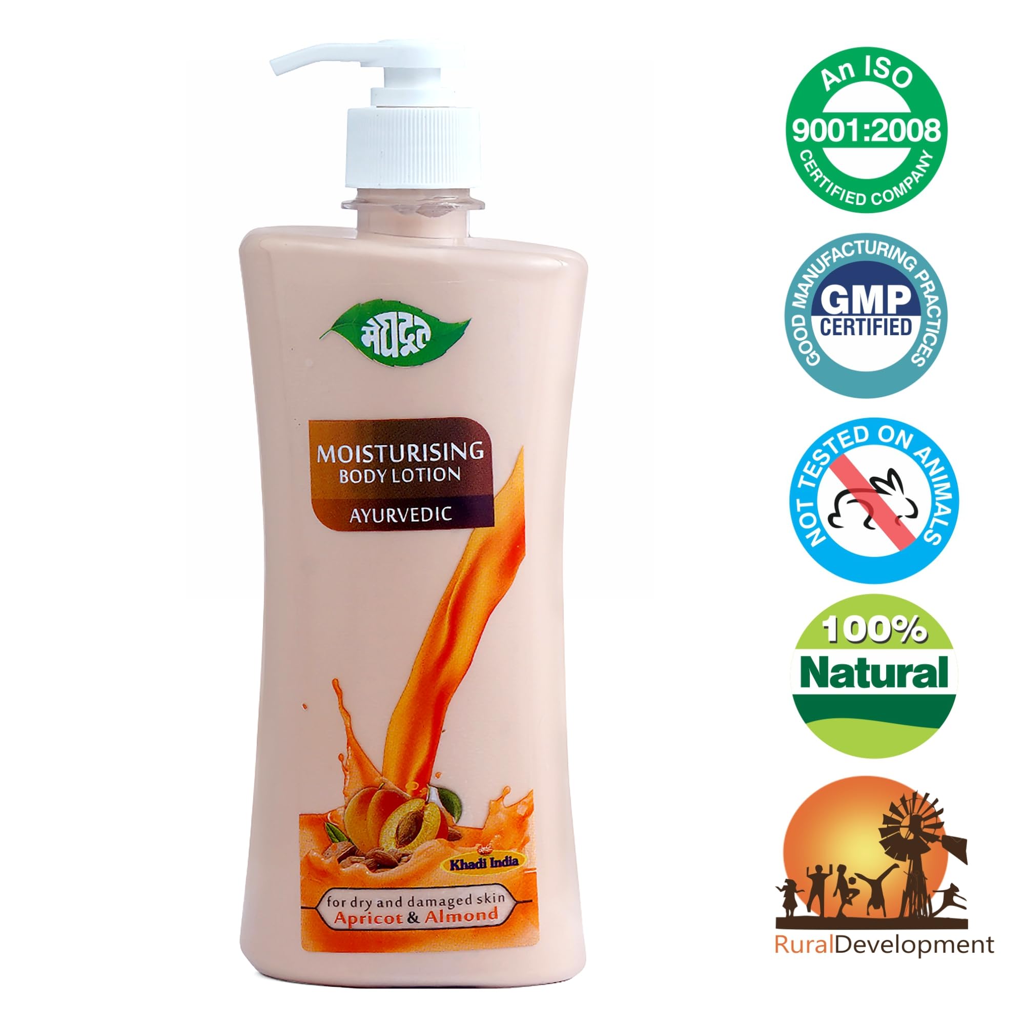 Meghdoot Ayurvedic Deep Moisture Body Lotion - Enriched with Apricot & Almond Oil for Dry, Damaged Skin - 500ml Hydrating Cream for Soft, Glowing Skin - Pack of 1 - Perfect for Daily Skincare Routine & Winter Skin Care