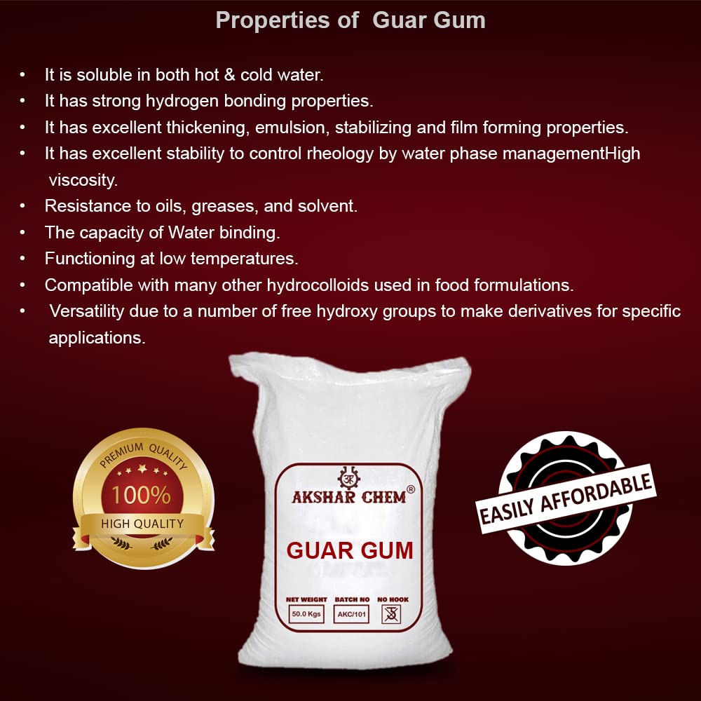 Akshar Chem Guar Gum Powder 500g - Premium Natural Thickener & Stabilizer for Baking, Cooking, and Food Processing