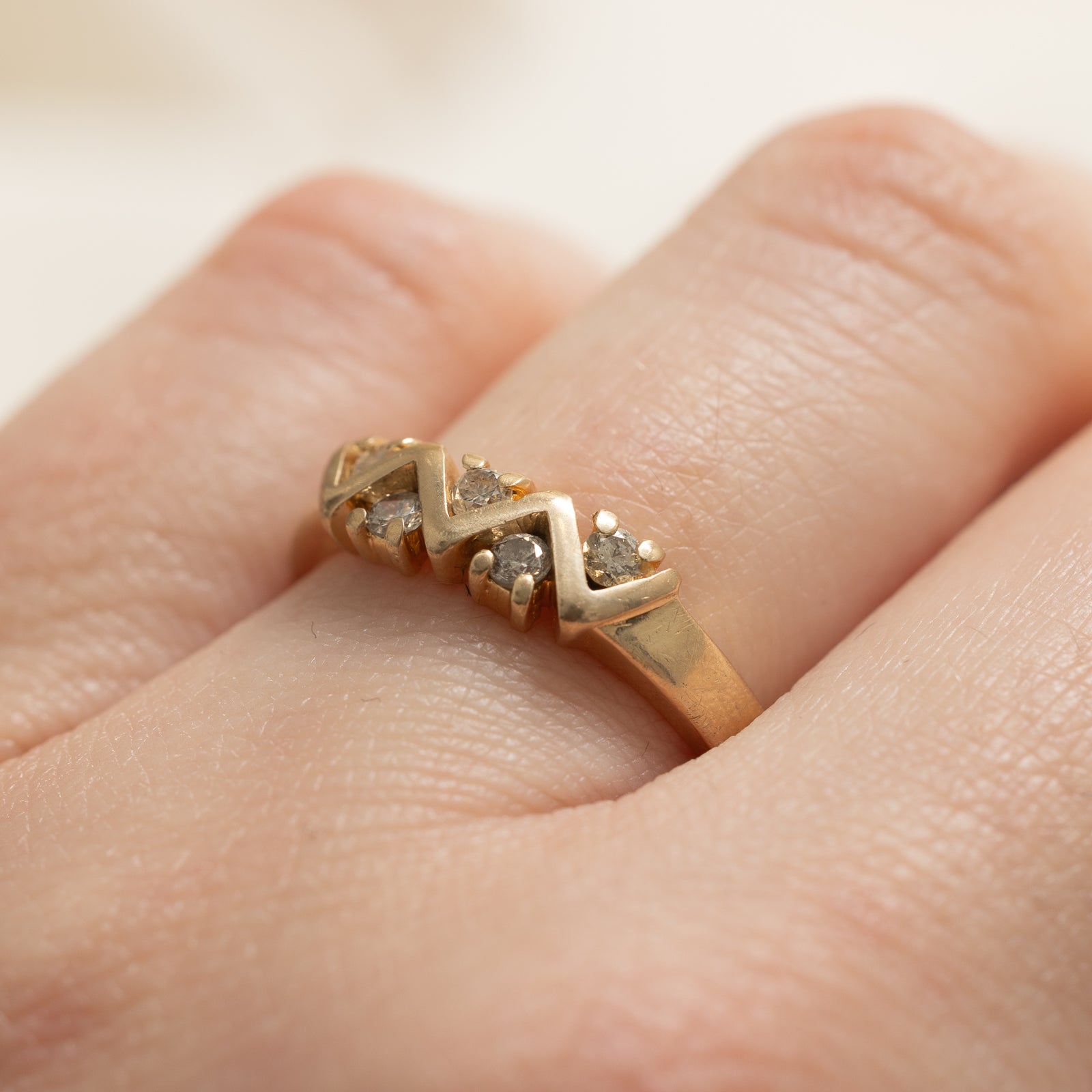 0.20ctw Diamond Zigzag Ring for Women - Size 6.75 | Elegant Stackable Wedding Band, Anniversary Gift | Perfect for Everyday Wear & Special Occasions