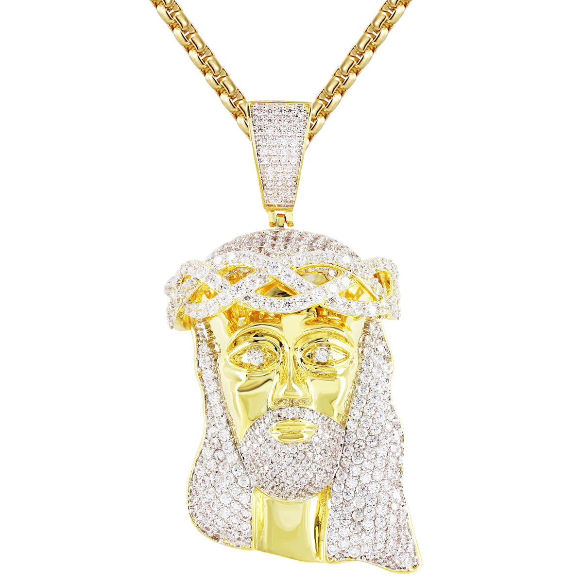 Gold Plated Jesus Face Charm Pendant - Religious Jewelry for Necklace, Gift & Faith Accessories - Perfect for Church, Baptism & Daily Wear
