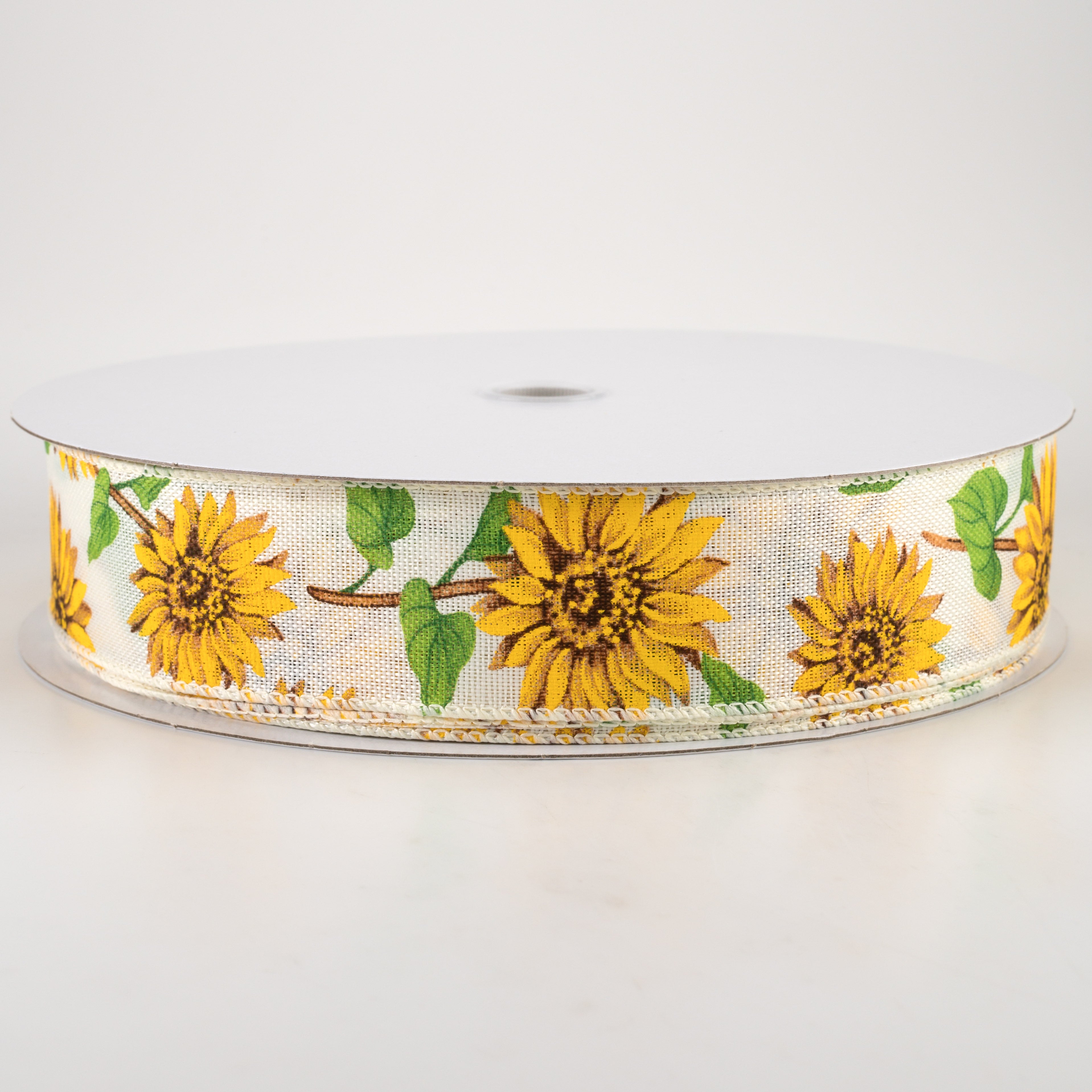 1.5 Inch Linen Sunflowers Ribbon - Ivory (50 Yards) for DIY Crafts, Gift Wrapping, Wedding Decorations and Scrapbooking