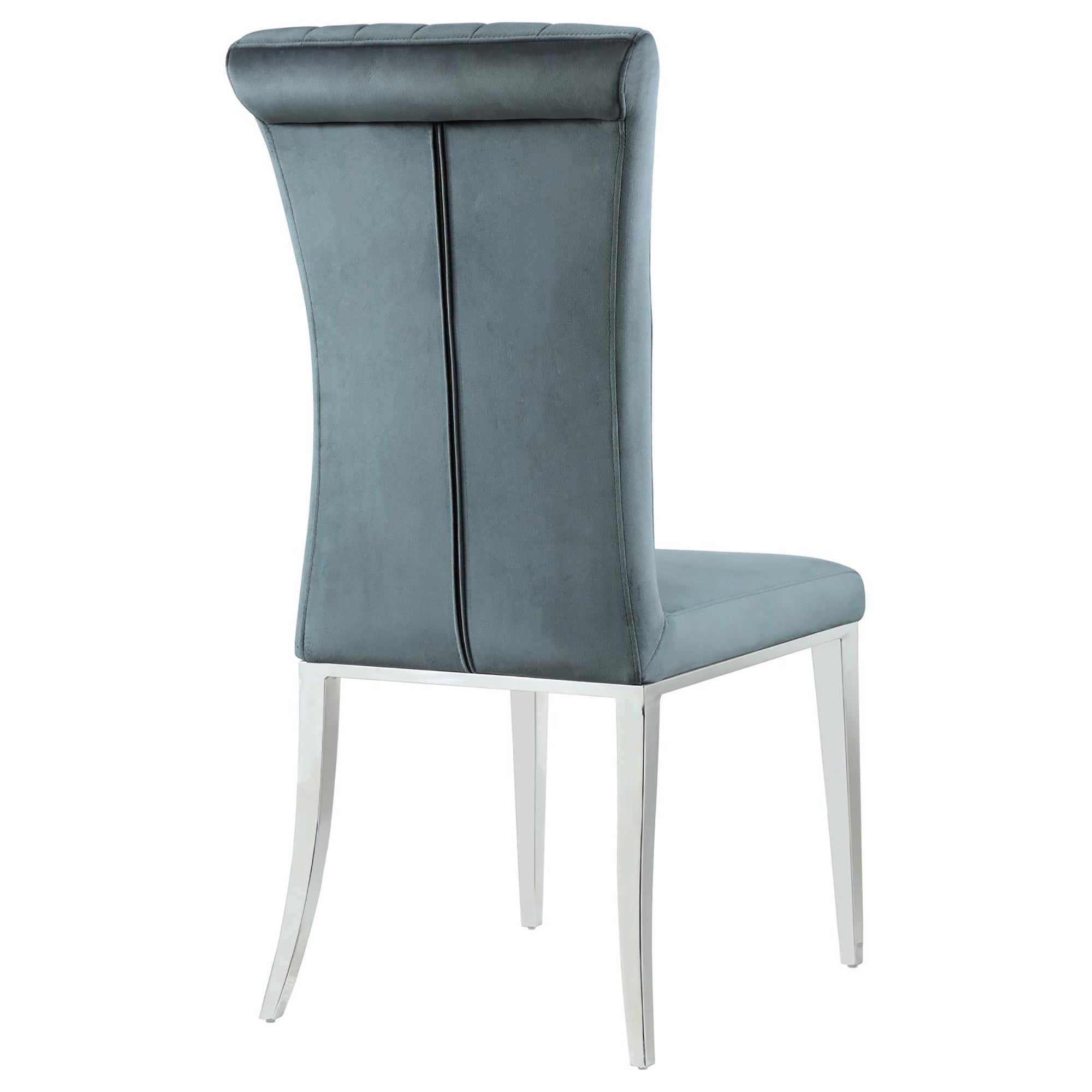 Dark Grey and Chrome Tufted Side Chairs (Set of 2) - Modern Dining Room Accent Chairs for Kitchen, Living Room or Office