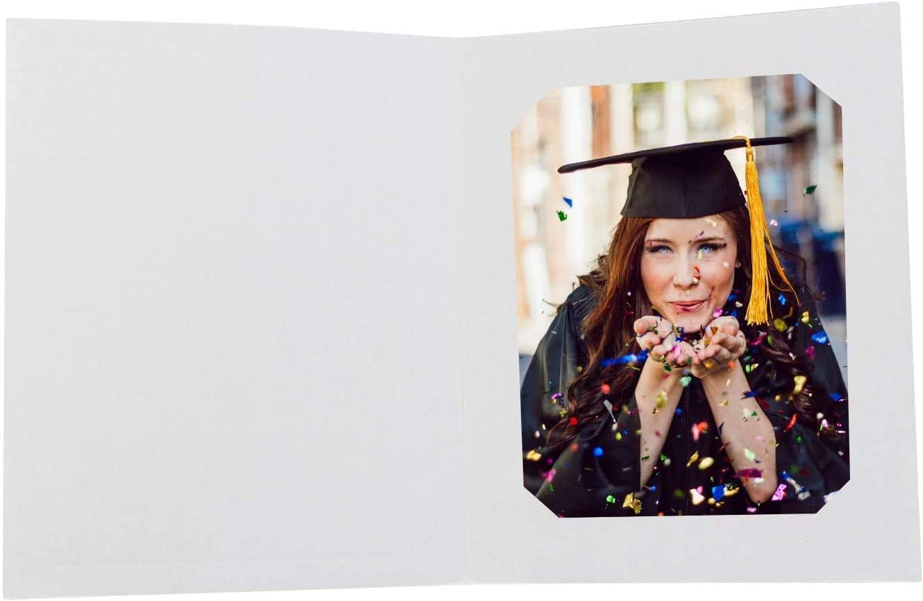 Golden State Art 6x8 or 8x10 Photo Folders - Pack of 10 Cardboard Picture Frames for Greeting Cards & Invitations | Perfect for Graduation, Christmas, Wedding & Special Events (White)