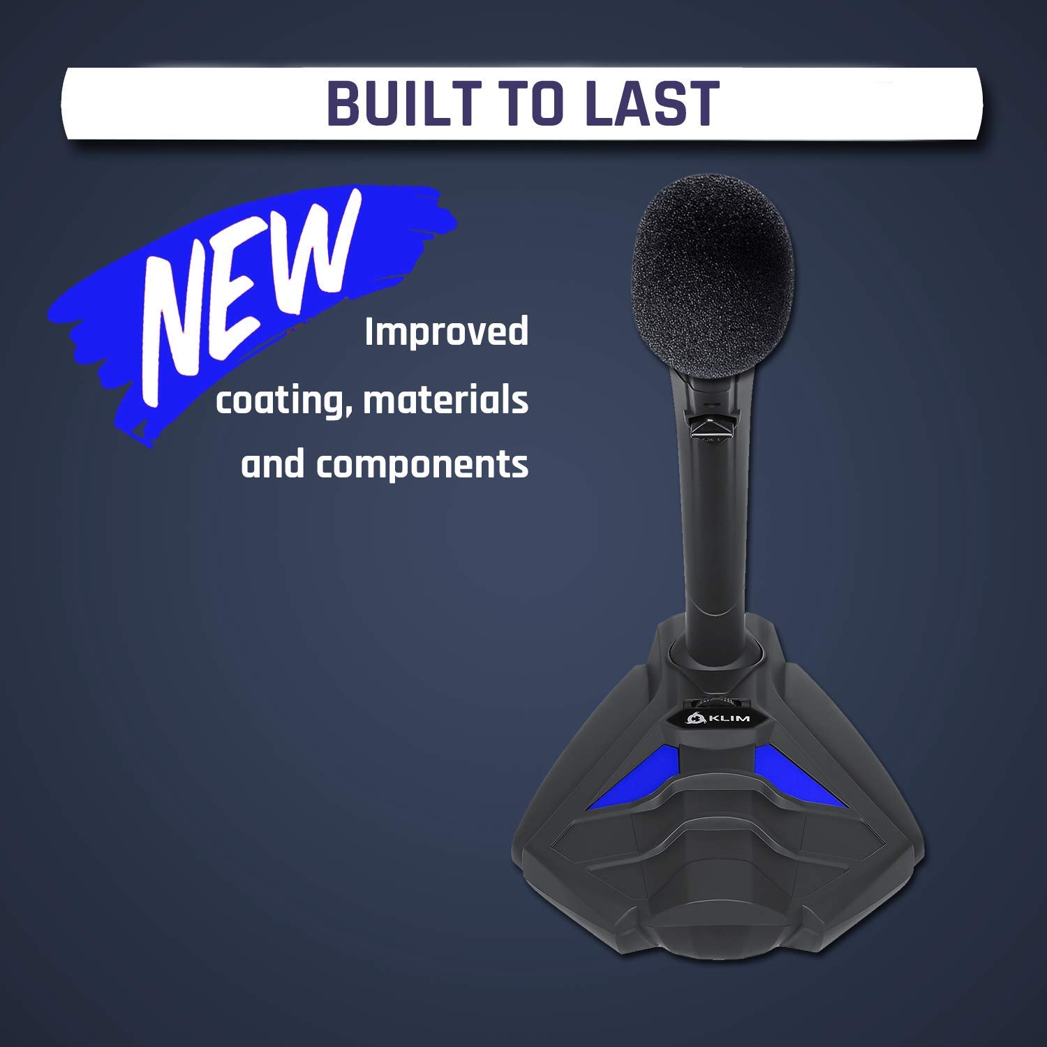 KLIM Voice V2 USB Desktop Microphone with High Quality Sound - Noise Cancelling Mic for PC, Mac, PS4 - Perfect for Podcasting, Live Streaming, YouTube, Gaming & Voice Recognition (Blue)