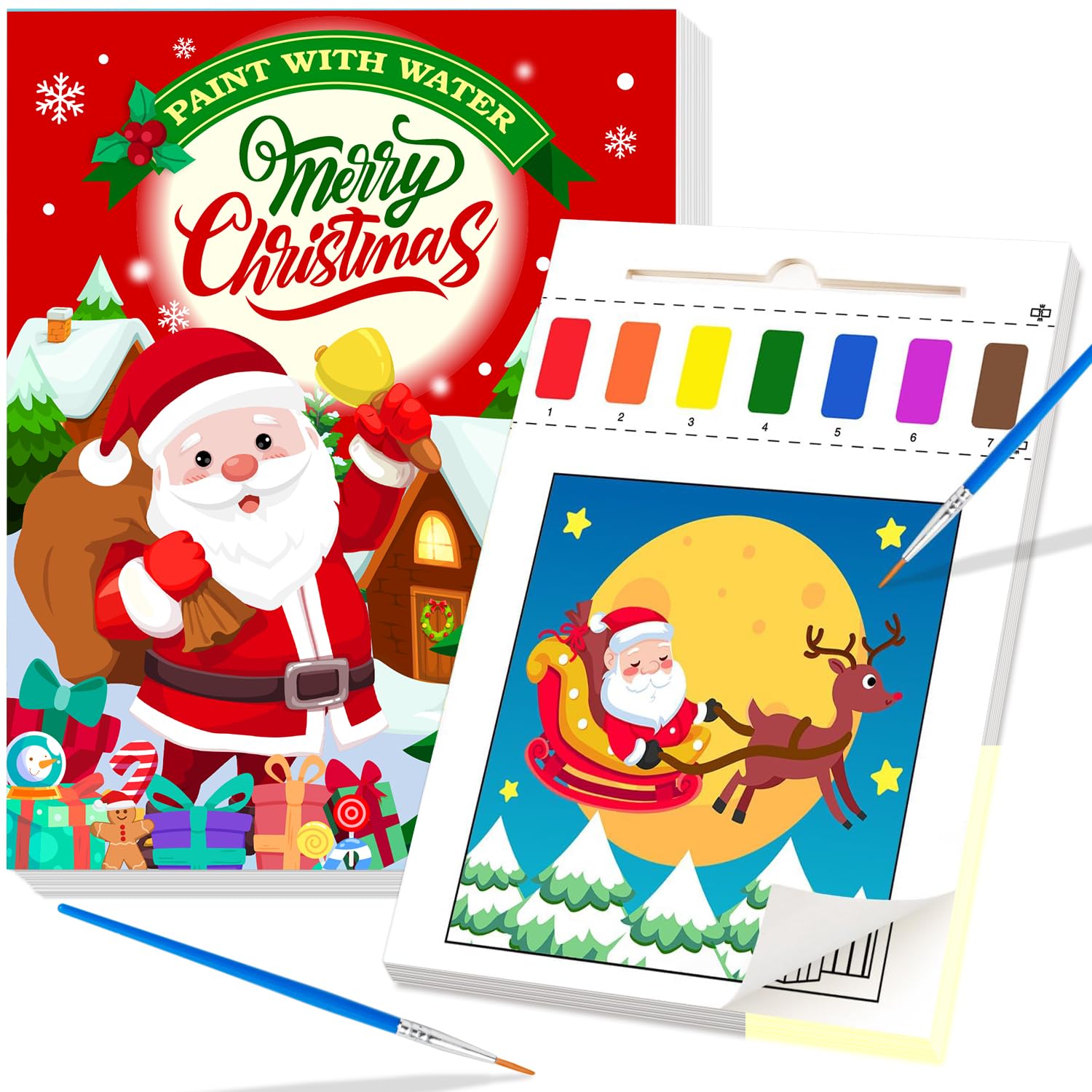 Mess-Free Water Coloring Books for Kids Ages 1-6 | Reusable Watercolor Painting Activity Kit for Toddlers & Preschoolers | Arts & Crafts Travel Toys for Birthday, Christmas Stocking Stuffers & Gift Giving | Perfect for Road Trips, Airplane Activities & Rainy Day Fun