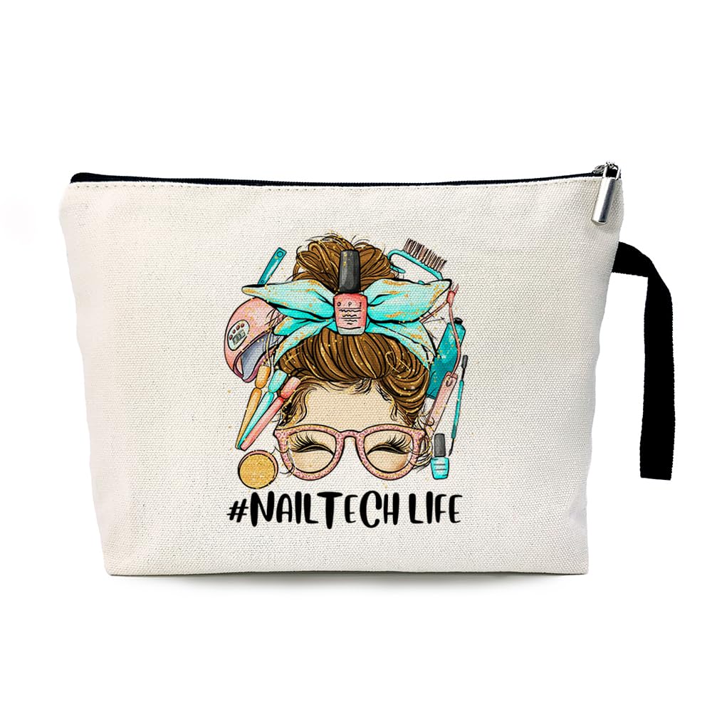 **ZHANTUONE Professional Nail Tech Cosmetic Bag - Perfect Manicurist Gift for Graduation, Nail Technician & Nail Boss - Stylish & Durable Makeup Pouch for Salon, Travel & Everyday Use**