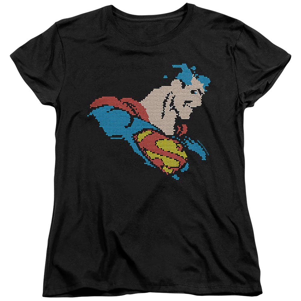 DC Lite Brite Superman Women's T-Shirt | Superhero Graphic Tee | Casual Cotton Shirt for Women | Perfect for Cosplay, Comic Con & Everyday Wear