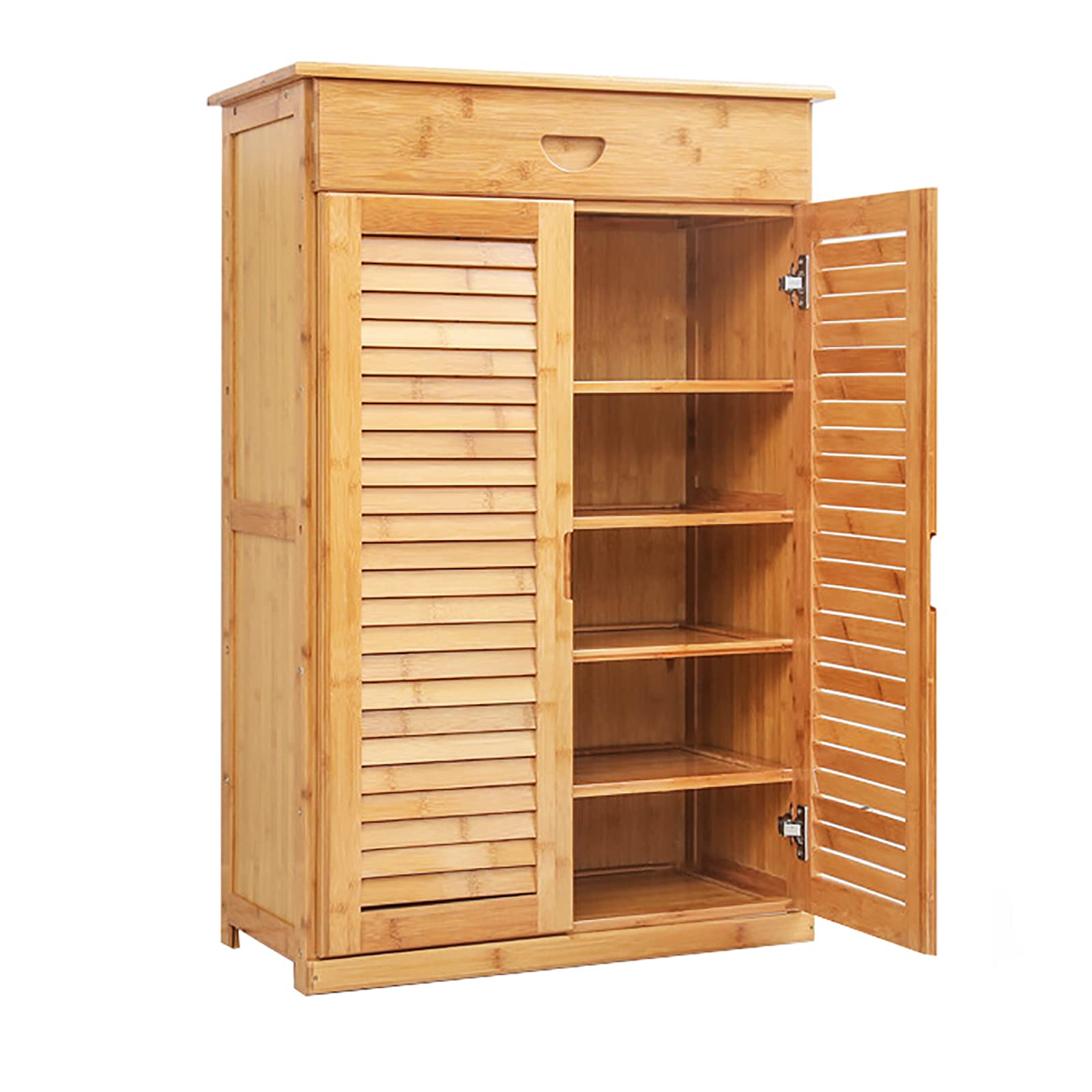 Bamboo Shoe Storage Cabinet with Doors - Rustic Entryway Shoe Organizer & Shoe Rack for Hallway, Closet or Mudroom Organization