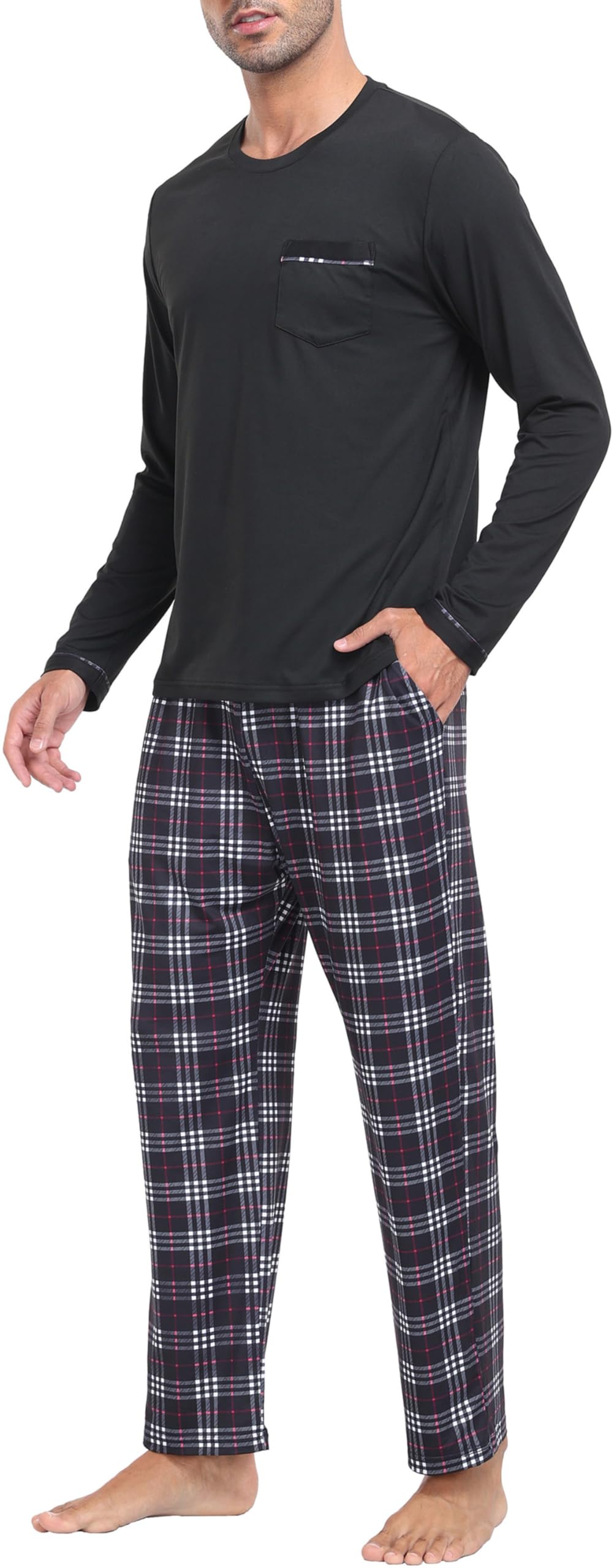 MoFiz Soft & Comfortable 2-Piece Pajama Set for Men & Women - Long Sleeve Sleepwear with Pockets - Cozy Loungewear for Relaxing at Home, Sleepovers & Winter Nights