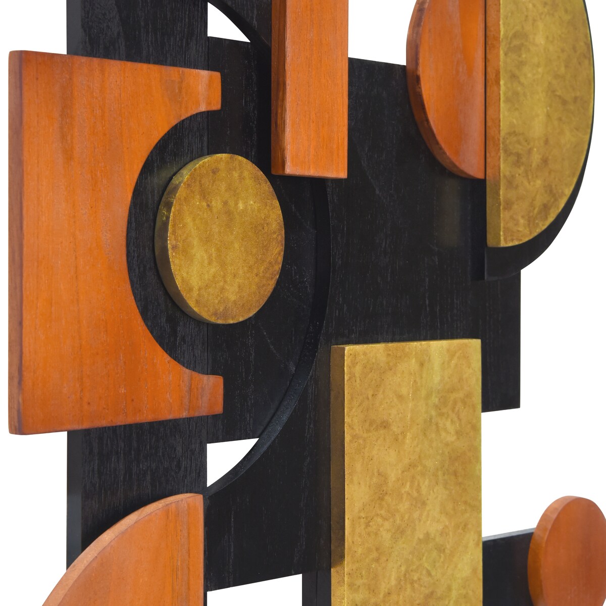 Handmade Dimensional Solid Paulownia Wood Abstract Wall Art - Amber Embraces Collection - Perfect for Living Room, Bedroom & Office Decor