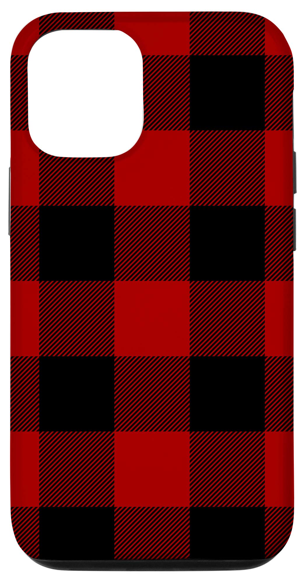 iPhone 12/12 Pro Case - Black & Red Buffalo Plaid Print Design | Slim Protective Cover | Perfect for Work, Travel & Everyday Use