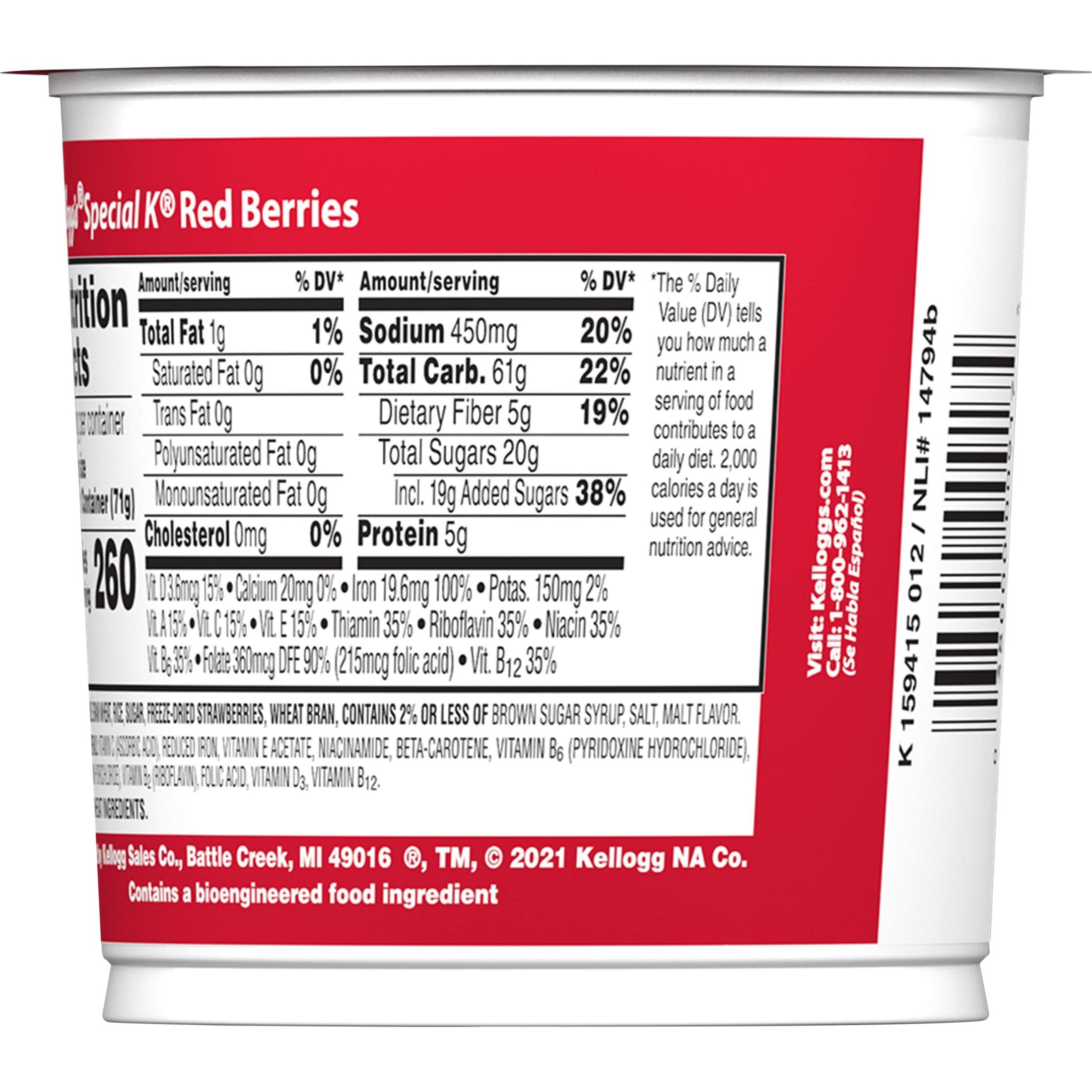 Kellogg's Special K Breakfast Cereal Cups with Real Strawberries & Red Berries - 30oz Case (12 Cups) | 11 Vitamins & Minerals | Perfect for Quick Breakfast, Office Snacks & Healthy On-the-Go Meals