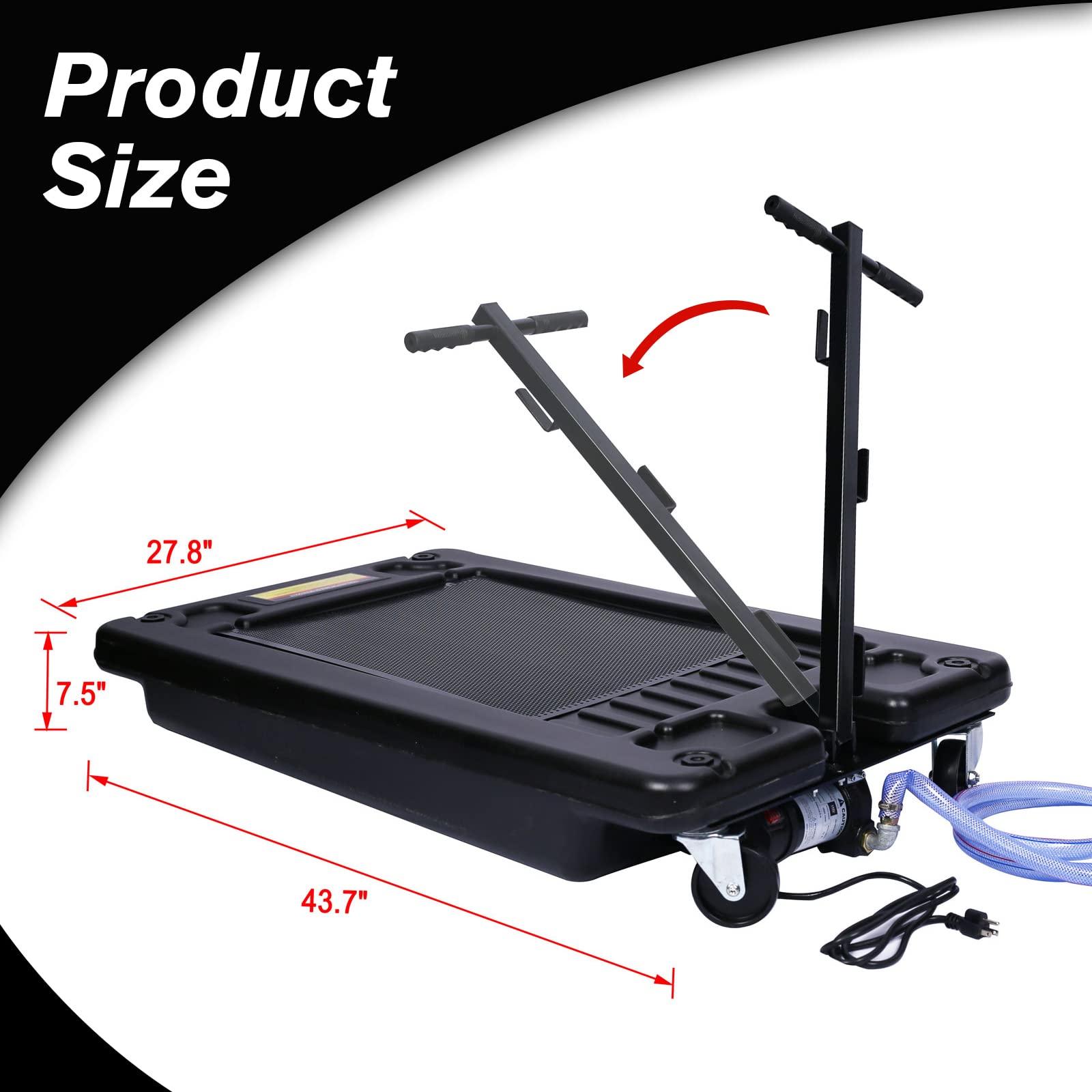 17 Gallon Oil Drain Pan with Electric Pump - Portable Low Profile Oil Change Tank for Cars, SUVs & Trucks - Large Capacity Drain Pan with Hose & Swivel Caster Wheels - Ideal for DIY Auto Maintenance & Professional Garage Use (Black)