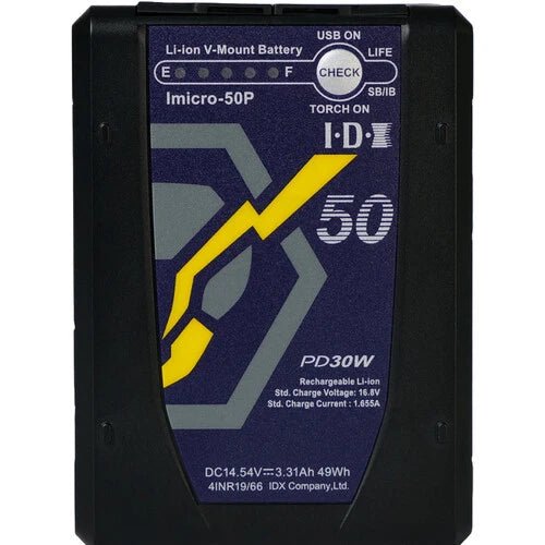 iMicro 50P 49Wh High-Capacity Lithium-Ion Mini V-Mount Battery for DSLR Cameras & Video Equipment - Perfect for Film Production, Live Streaming & Outdoor Photography