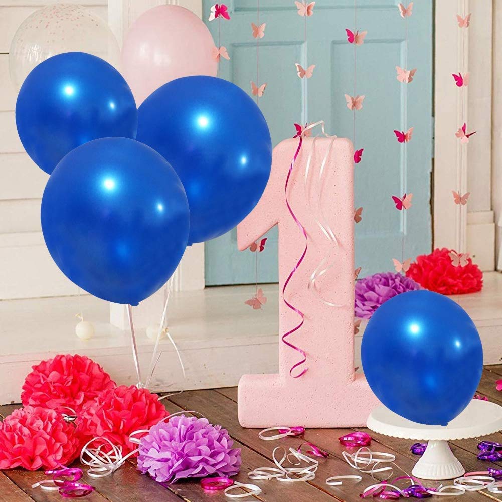 100 Pcs 12 Inch Latex Balloons - Purple, Blue & Black Party Balloons for Video Game Birthday Decorations, Baby Showers & Graduation Celebrations