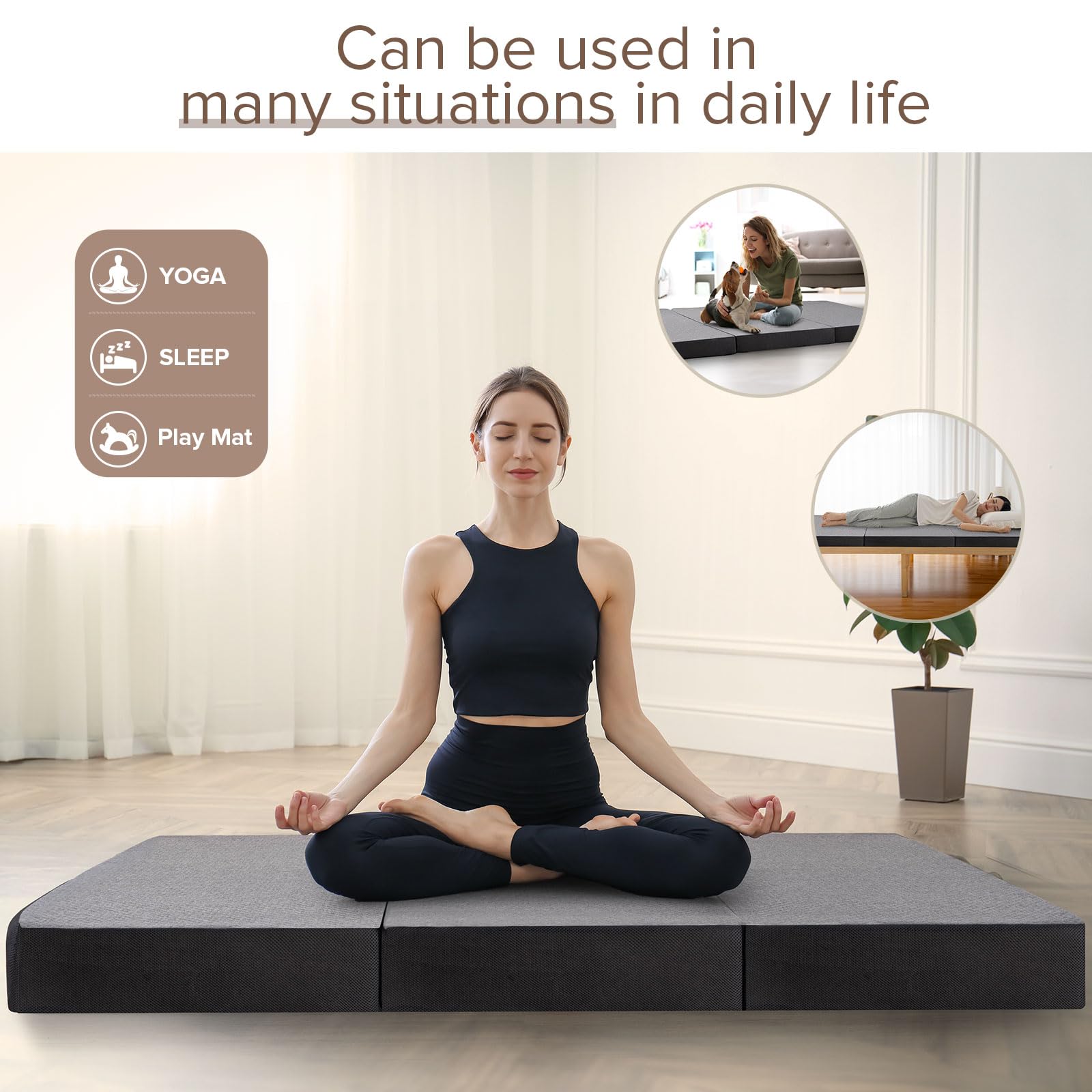 Vamcheer 4 Inch Tri-Fold Memory Foam Mattress Twin Size (75