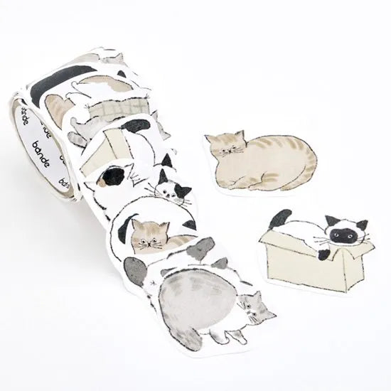 Writable Sticker Roll - Yuru Neko Memo Notes for Journaling, Planning & Organization | Cute Cat Memo Pad for Office, School & Home Use
