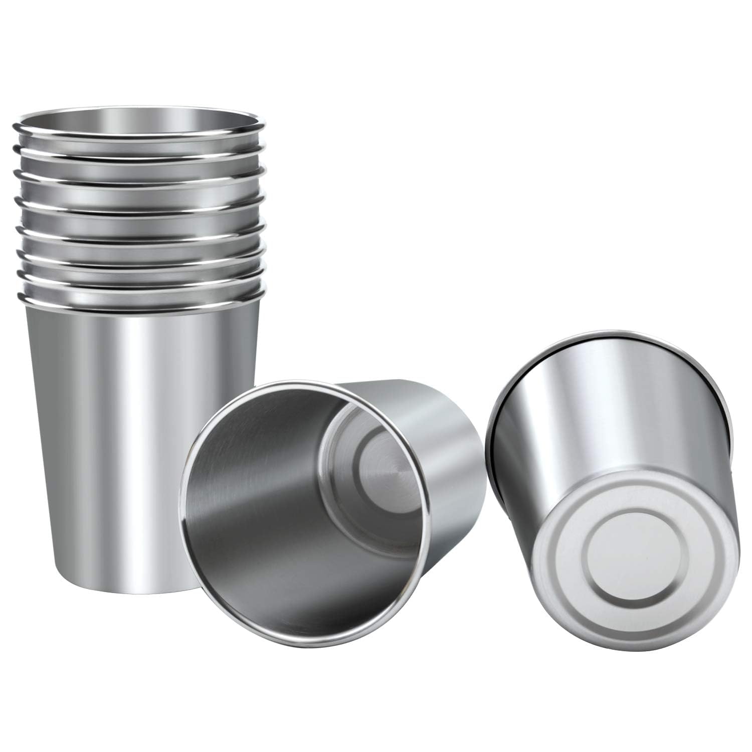 Ruisita 10-Pack 12oz Stainless Steel Cups - Shatterproof Metal Pint Glasses for Kids & Adults (12 Ounce/350ml) - Perfect for Parties, Camping, Picnics & Outdoor Drinking